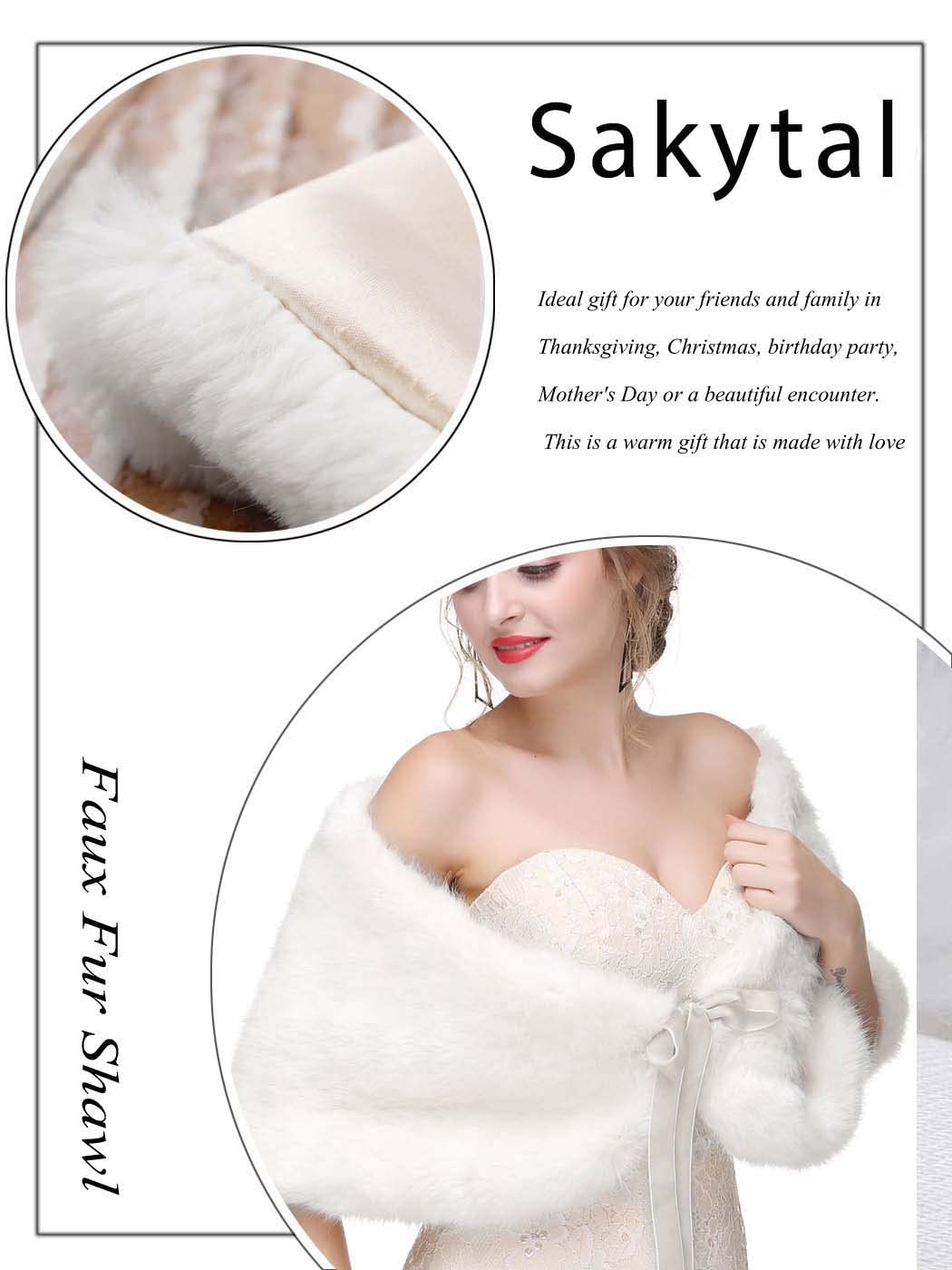 Elegant Women's Wedding Faux Fur Shawl - Soft Bridal Fur Wrap for Evening Dresses & Gowns - Perfect for Brides, Prom & Formal Events