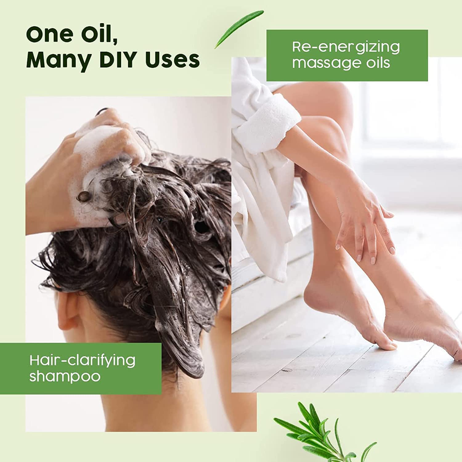 100% Pure & Natural Rosemary Essential Oil for Hair Growth, Skin Care & Aromatherapy - 15ml, Fragrance-Free, Undiluted - Perfect for DIY Beauty, Massage & Relaxation
