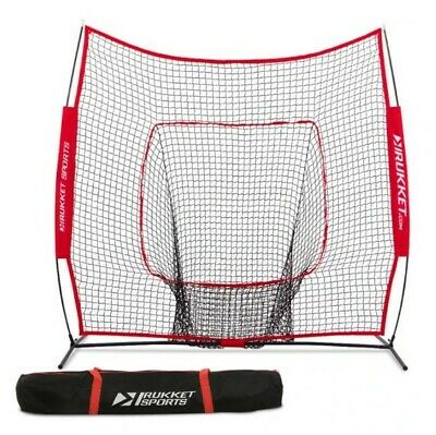 Rukket Sock It! 7' x 7' Baseball Practice Net for Hitting & Pitching - Portable Backstop Training for Backyard, Field & Cage Use