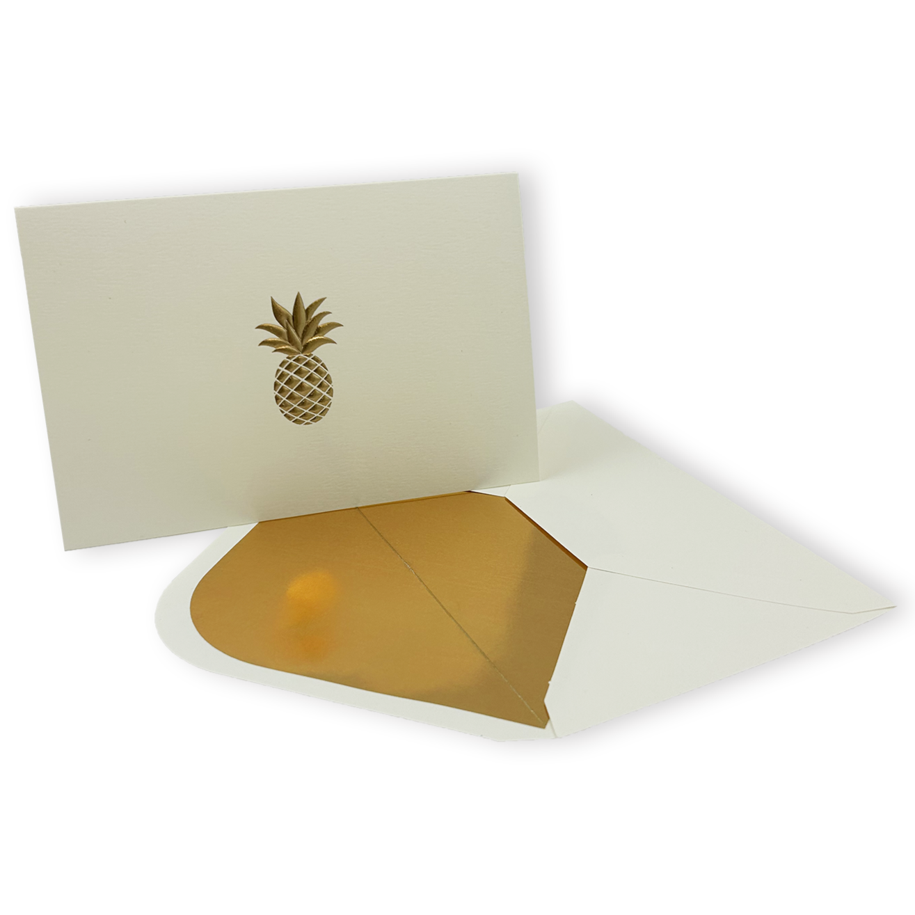 Golden Pineapple Embossed Note Cards Set - Elegant Stationery for Thank You Notes, Invitations & Greeting Cards - Perfect for Weddings, Birthdays & Special Occasions