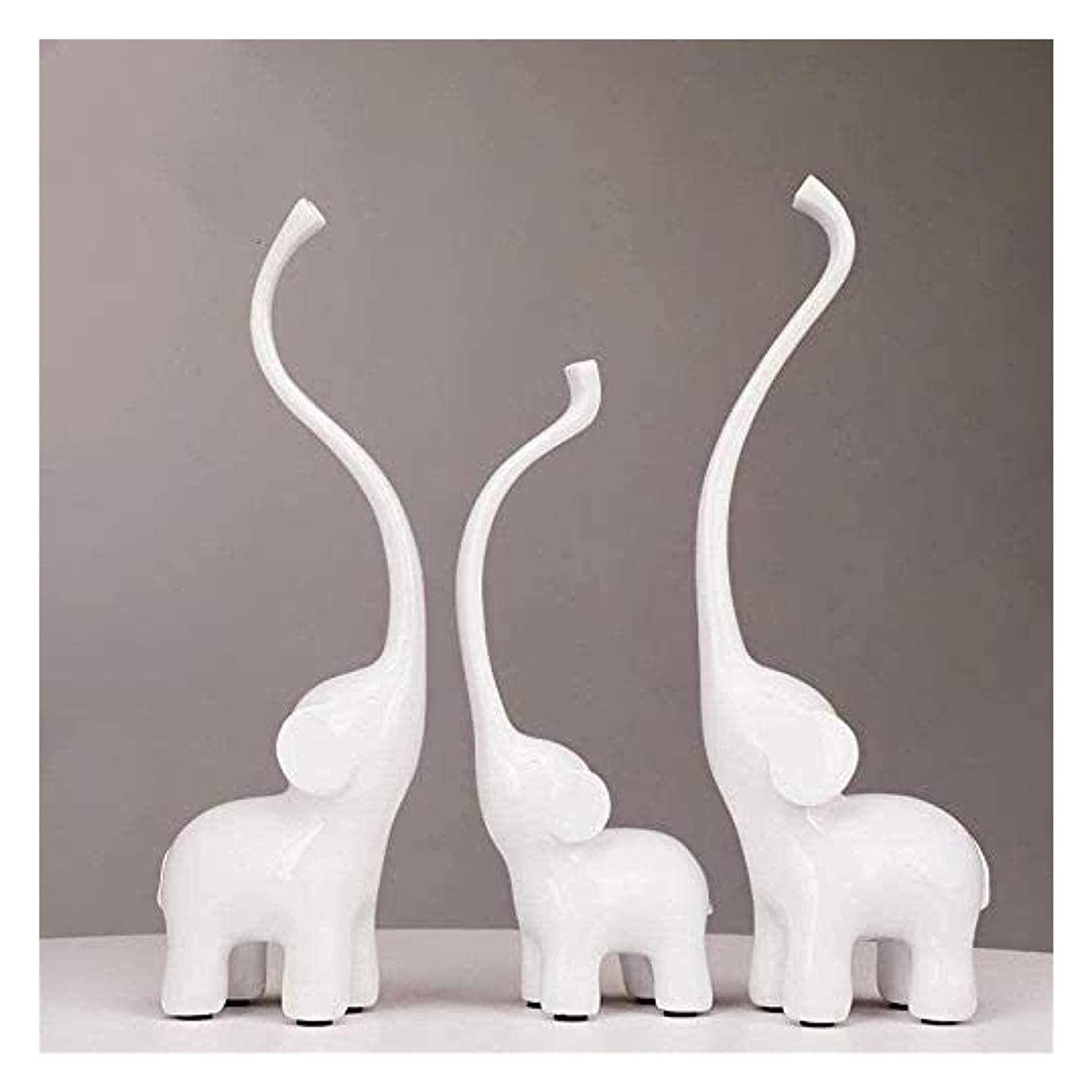 Abstract Resin Elephant Sculpture Set - 3 Piece Desktop Decor, Animal Figurines for Home & Office Decoration | Unique Gift Idea for Elephant Lovers