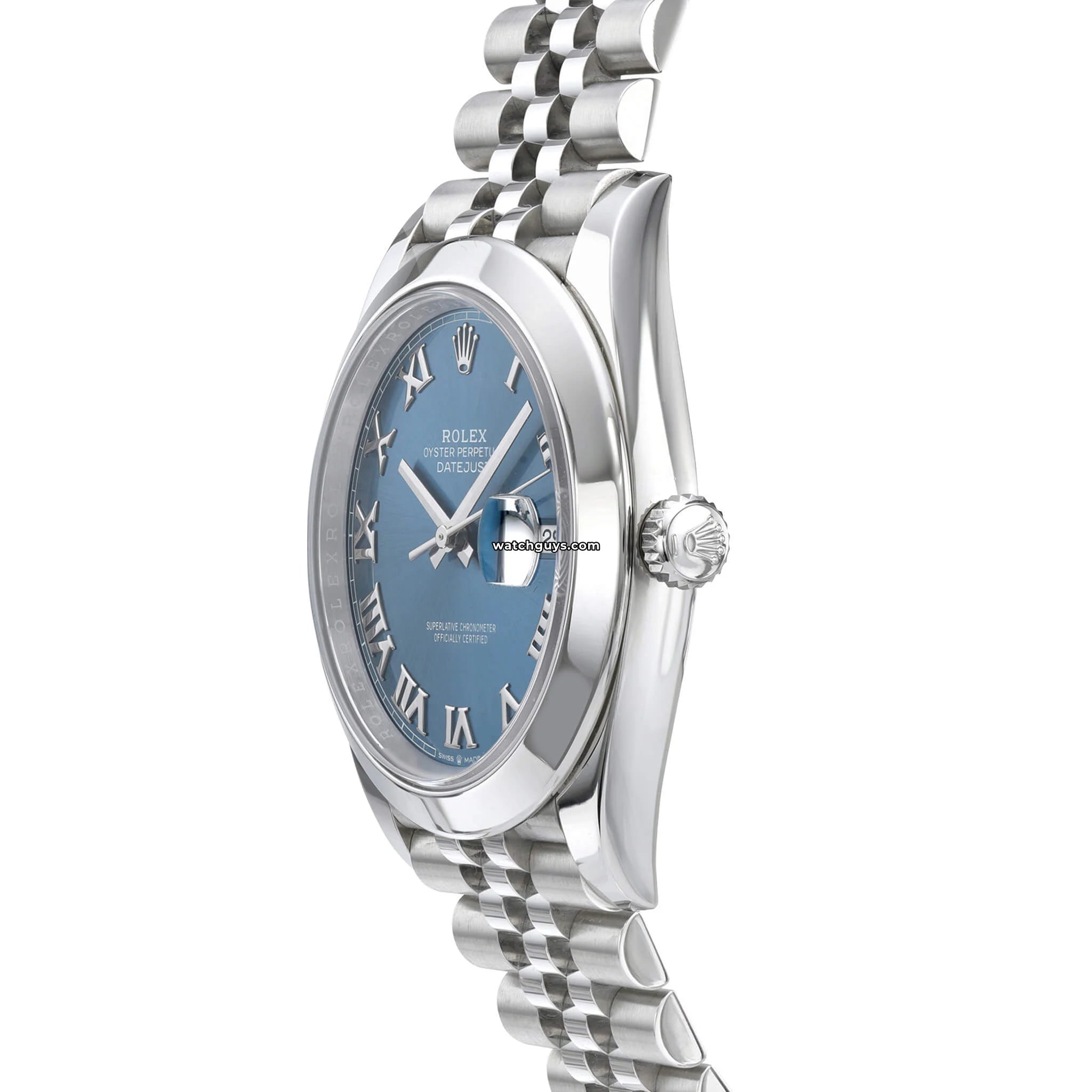 Rolex Datejust 126300 Men's Watch - 41mm Stainless Steel, Azzurro Blue Dial with Roman Numerals, Jubilee Bracelet | Luxury Dress Watch for Business & Formal Occasions