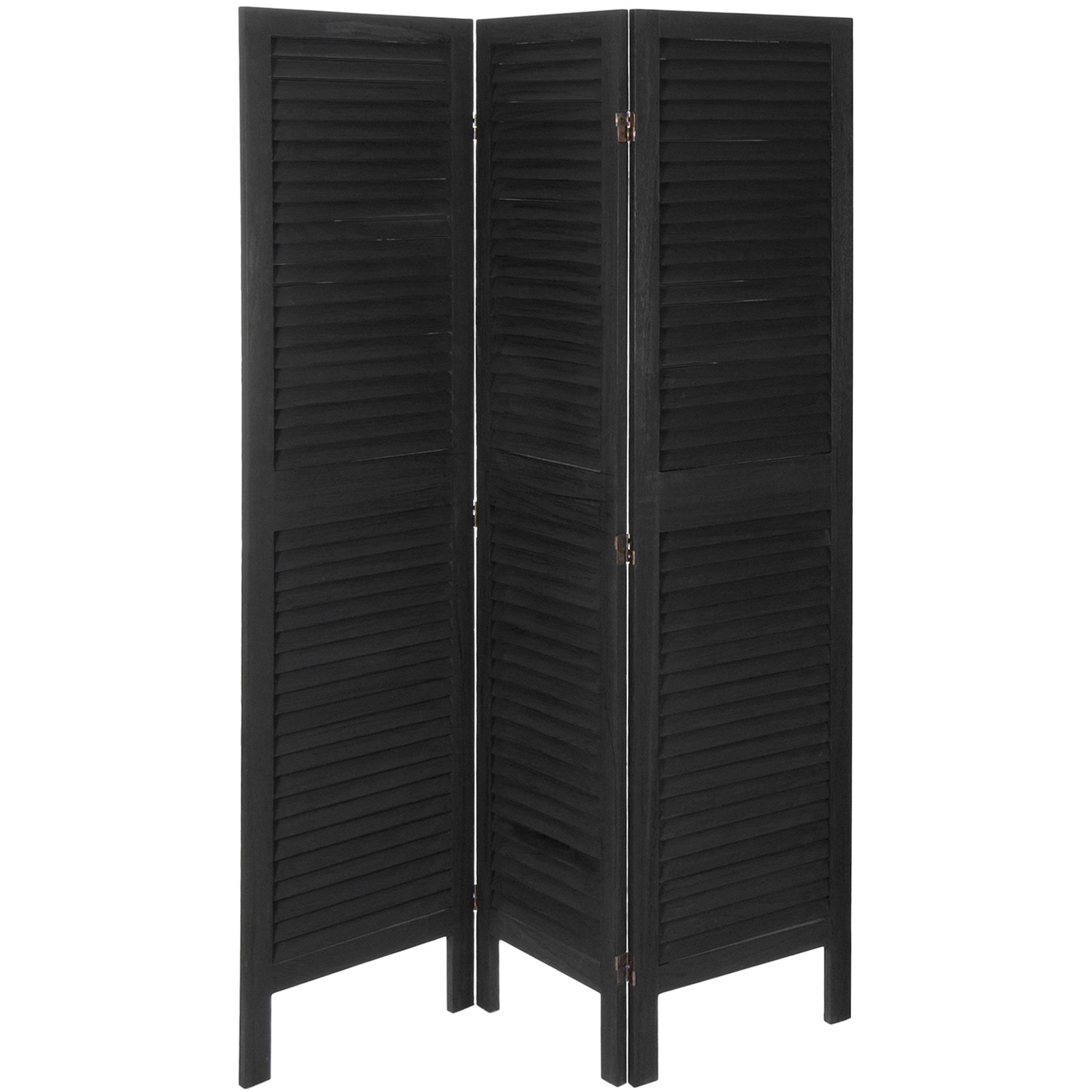 Modern Black Venetian Room Divider Screen - 3 Panel 5.5 ft Tall Folding Partition - Oriental Furniture for Home Office, Living Room & Bedroom Privacy