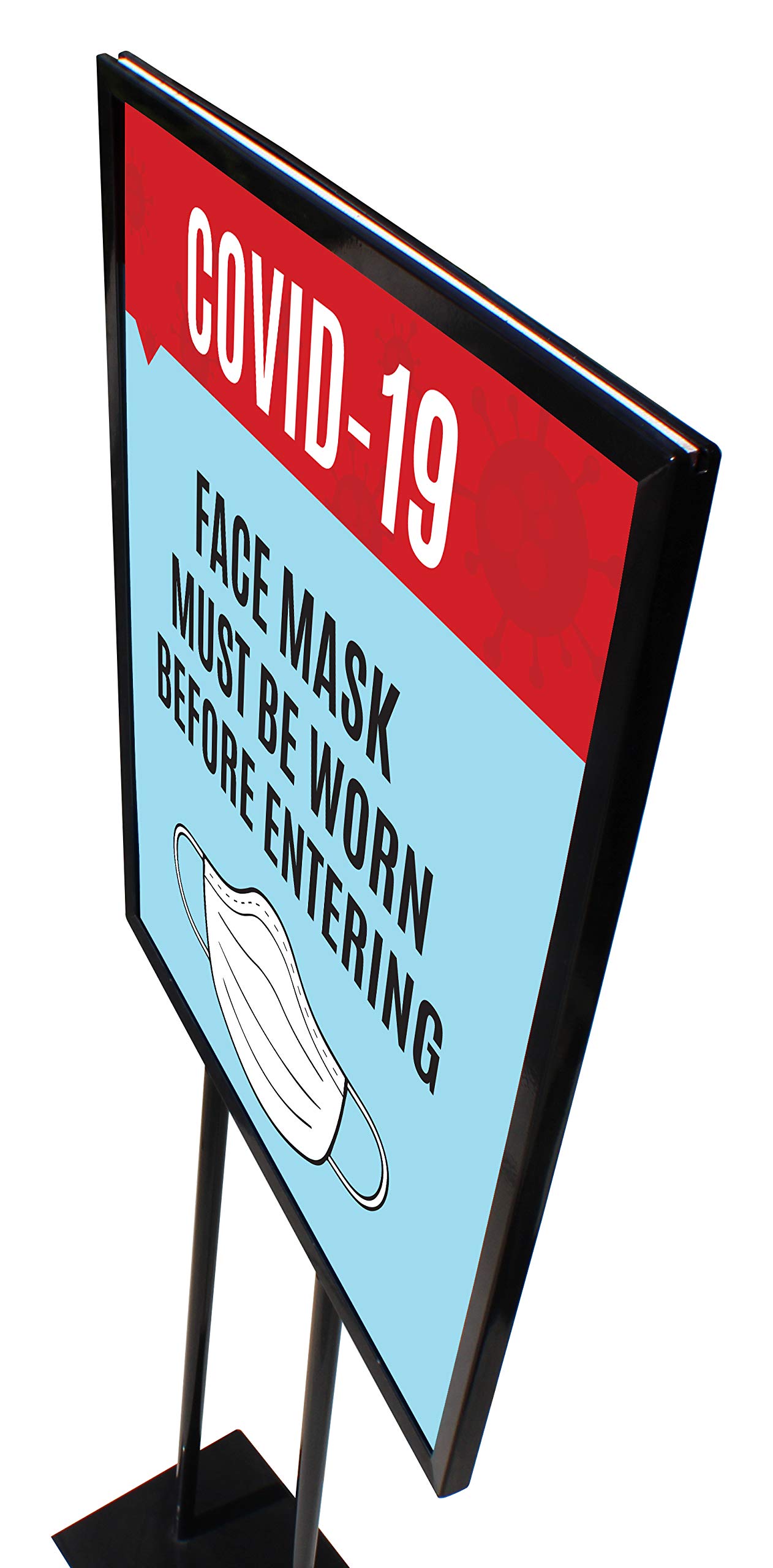 COVID-19 Safety Sign - Floor Standing Face Mask Required Poster for Businesses & Public Spaces | Ideal for Retail Stores, Offices & Healthcare Facilities