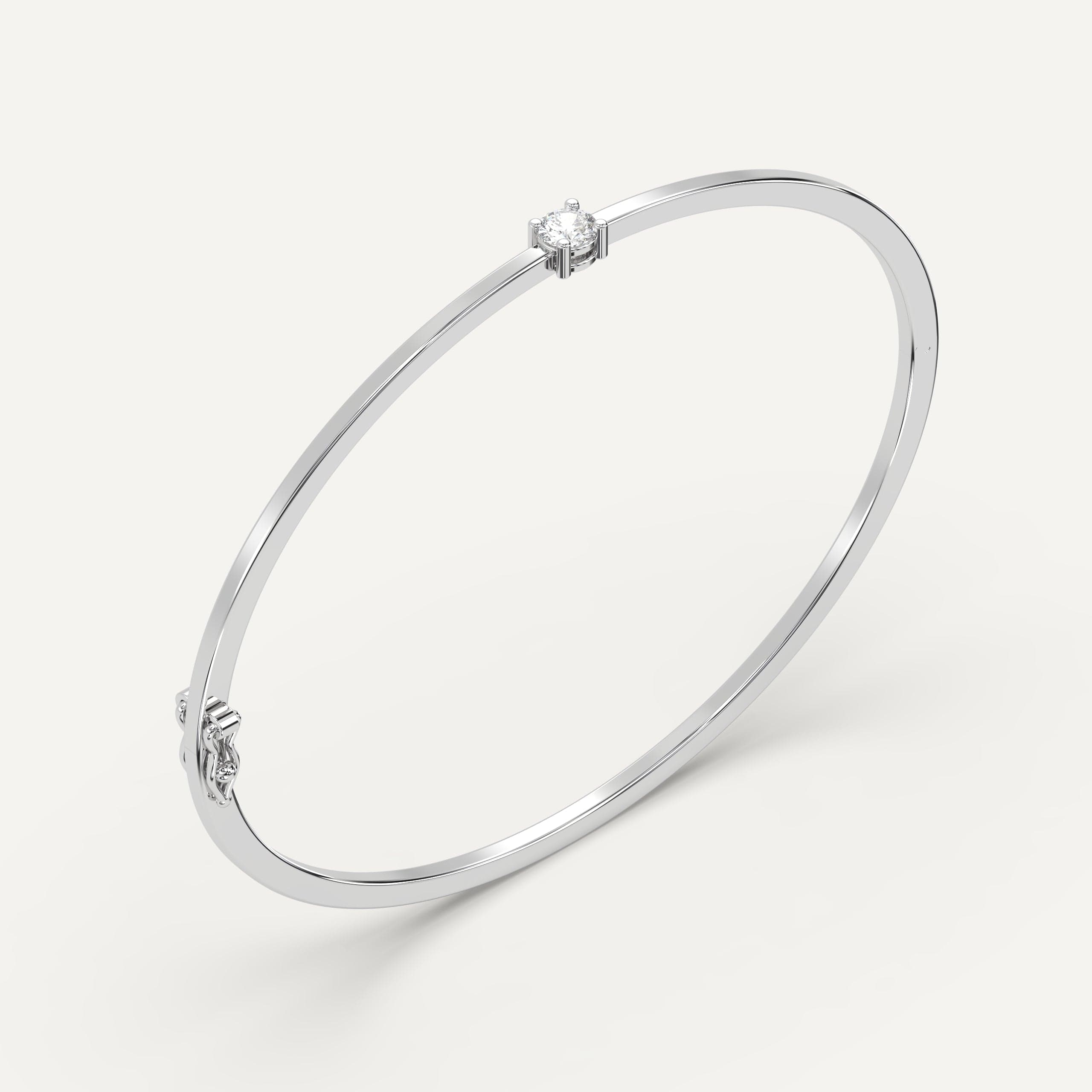 1/4 Carat Round Diamond Solitaire Bangle Bracelet for Women - Elegant 14K Gold Tennis Bracelet for Anniversary, Wedding & Special Occasions