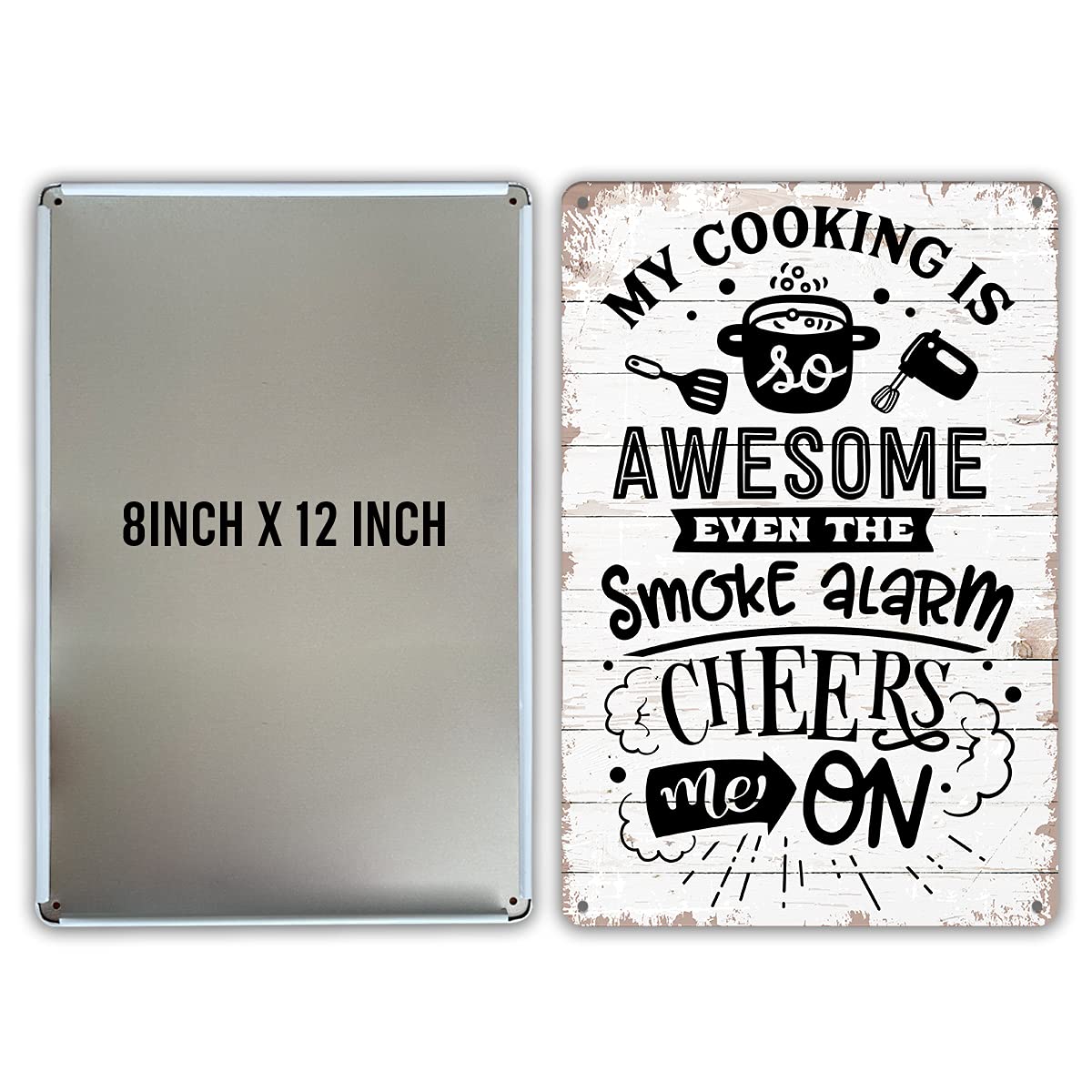 Funny Kitchen Quote Metal Tin Sign - 'My Cooking is Awesome' Retro Wall Decor for Home & Kitchen - Perfect for Gifts, Restaurants, and Coffee Shops