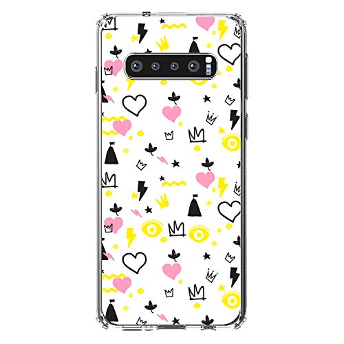 Girl Power - Crown Hearts Castle Pink Yellow On Clear Case