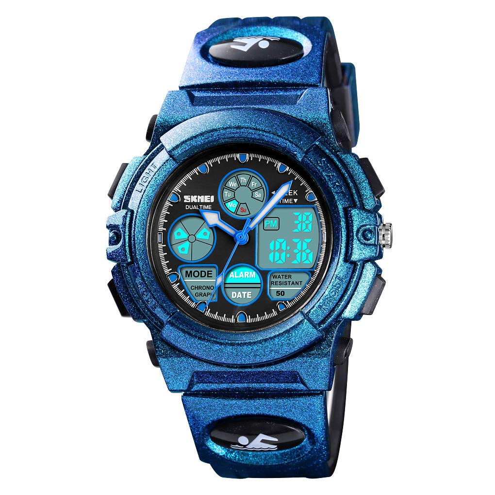 Boys Digital Sports Watch - 50M Waterproof Electronic Watch with LED Display - Blue - Perfect for Outdoor Activities, Swimming & School