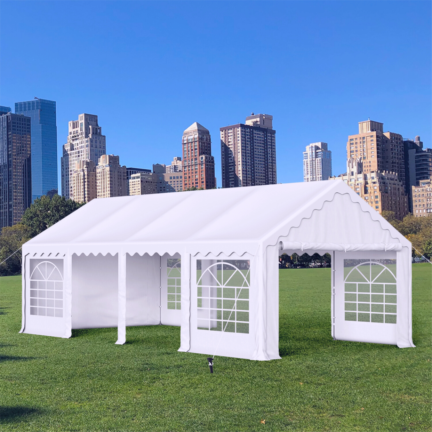 PHI VILLA 13'x26' Heavy Duty Scalloped Valance Party Tent Canopy Shelter with Carry Bag - Perfect for Weddings, Outdoor Events, and Backyard Gatherings
