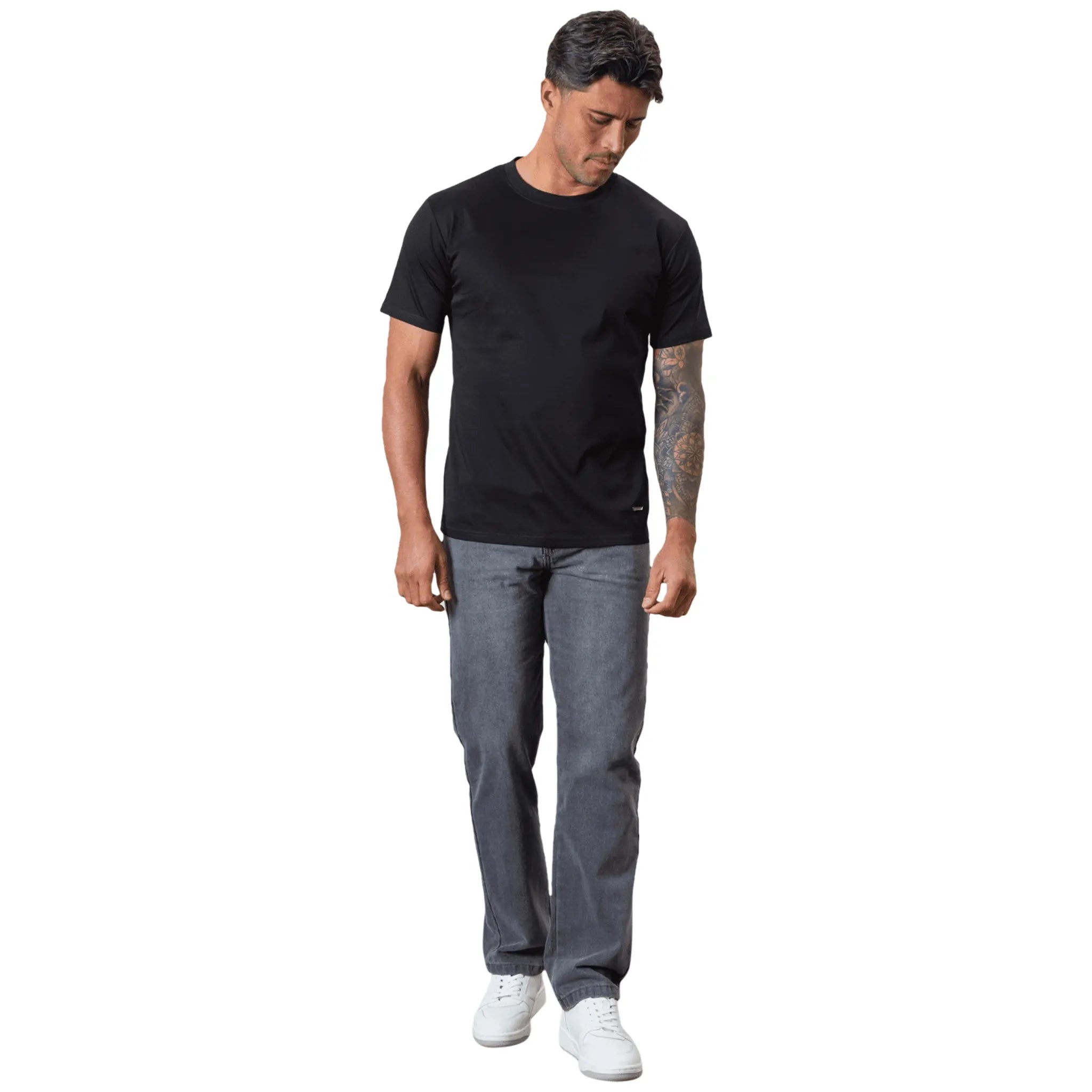 Premium Black T-Shirt for Men - Soft Cotton Crew Neck Tee - Casual & Comfortable Everyday Wear for Work, Gym, and Outings
