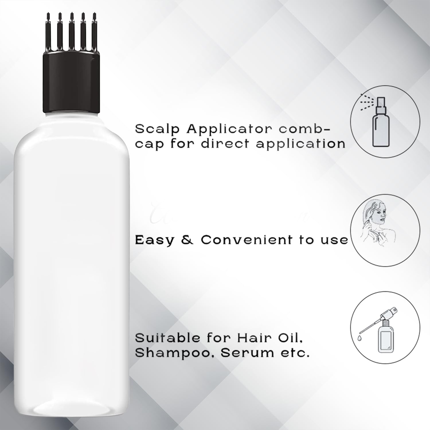 Hair Root Comb Applicator Bottle - 100ml Transparent Scalp Oil Applicator for Hair Growth, Liquid & Medicine - Pack of 24 with Black Comb | Perfect for Home Hair Care, Salon Treatments & DIY Scalp Massage
