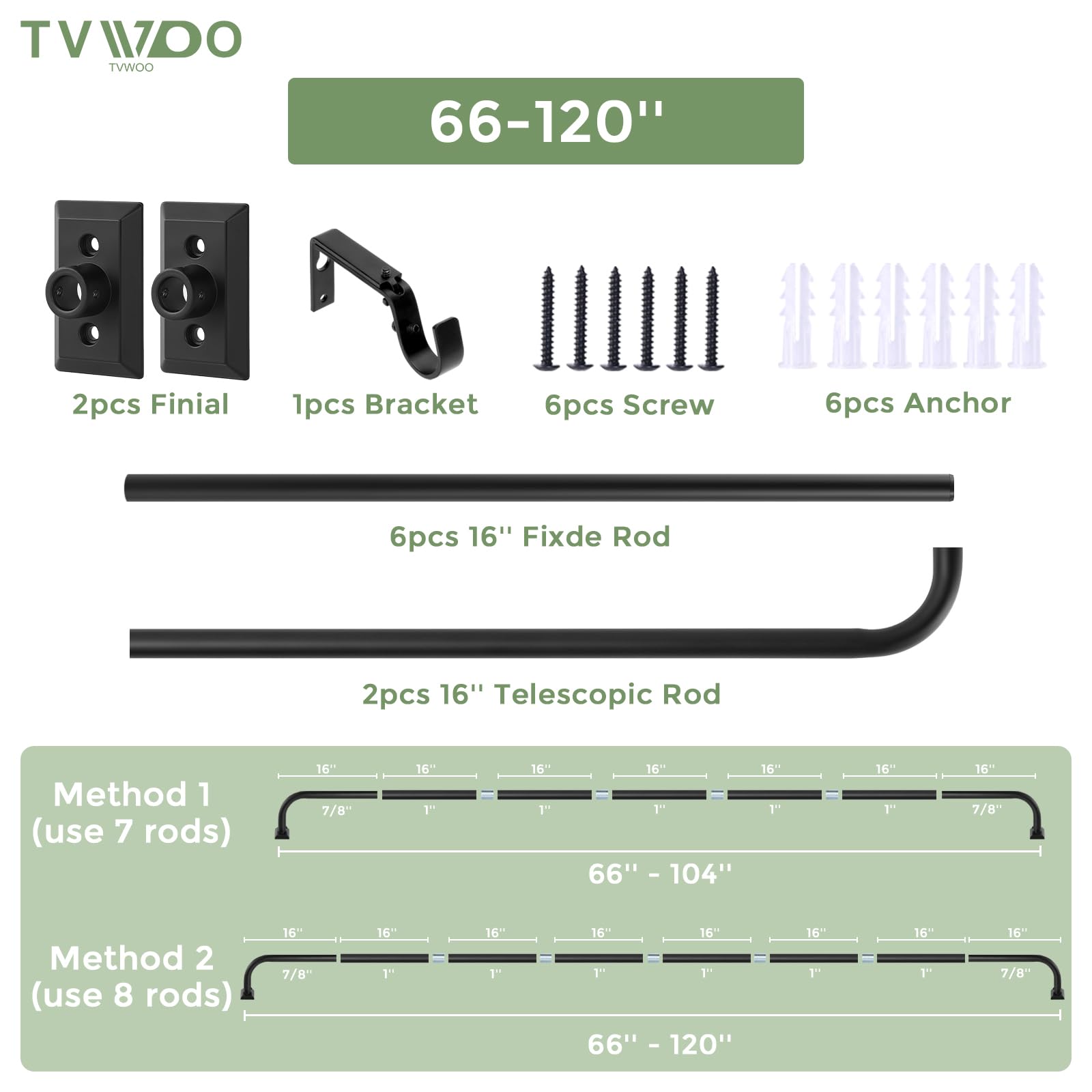 Blackout Adjustable Wrap Around Curtain Rod 66-120 Inch - Heavy Duty French Curved Metal Drapery Rod for Bedroom & Kitchen - Matte Black Finish, Easy Installation | Perfect for Room Darkening & Light Blocking in Living Rooms, Nurseries & Home Theaters