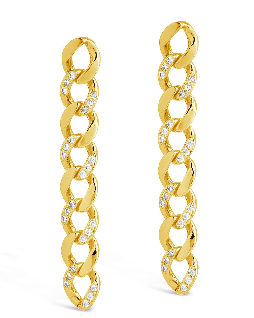 CZ Cuban Chain Link Drop Earrings for Women - 14K Gold Plated Dangle Earrings - Trendy Hip Hop Jewelry Gift for Party, Date Night & Special Occasions