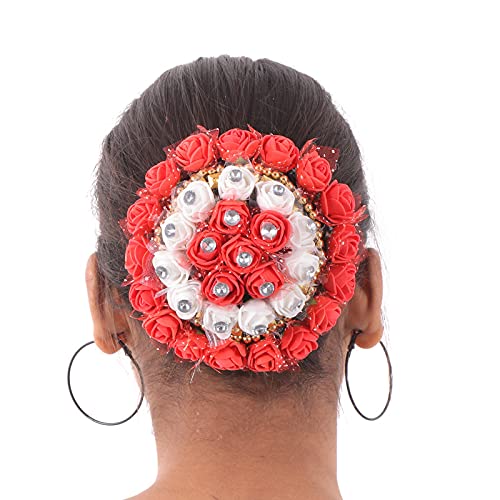 NAVMAV Artificial Rose Flower Hair Bun Maker - Stylish Bridal Hair Accessories for Women (1pc) - Perfect for Weddings, Parties & Special Occasions