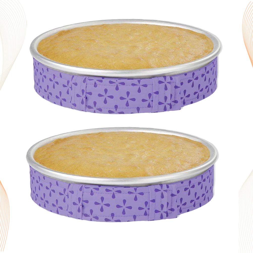 2pcs Adjustable Square Griddle Wraps - Even Bake Strip Belt for Round Cakes, Moist Baking Tool with Purple Ribbon - Perfect for Cake Decorating, Pastry Making & Home Baking