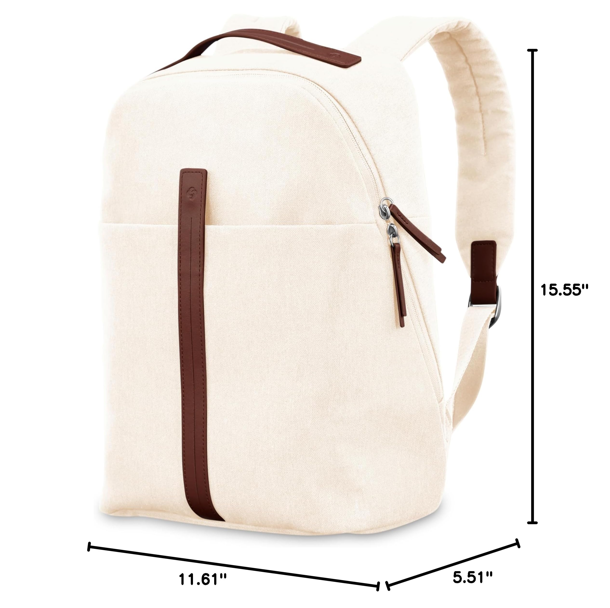 Samsonite Virtuosa Carry-On Travel Backpack with Padded Laptop Sleeve, Water-Resistant & Lightweight, Perfect for Business Trips & Air Travel, Off White