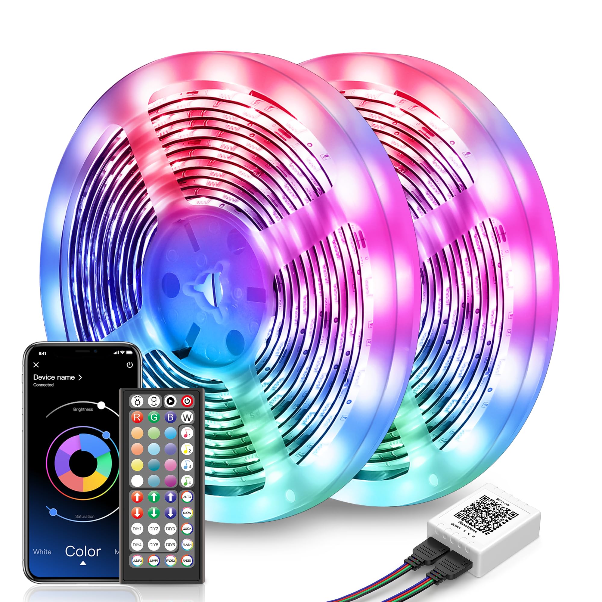 Nexillumi 131ft Smart LED Strip Lights with Music Sync & Color Changing - RGB WiFi App & Remote Control for Bedroom, Gaming Room, Home Decor, Party Lighting - Perfect for Aesthetic Room Decor, Mood Lighting & Entertainment Spaces