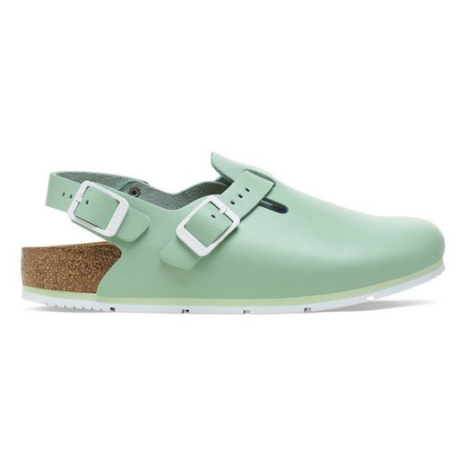 Birkenstock Women's Tokio Super Grip Professional Leather Clogs in Matcha Green - Comfortable Slip-Resistant Shoes for Nurses, Chefs & Healthcare Workers