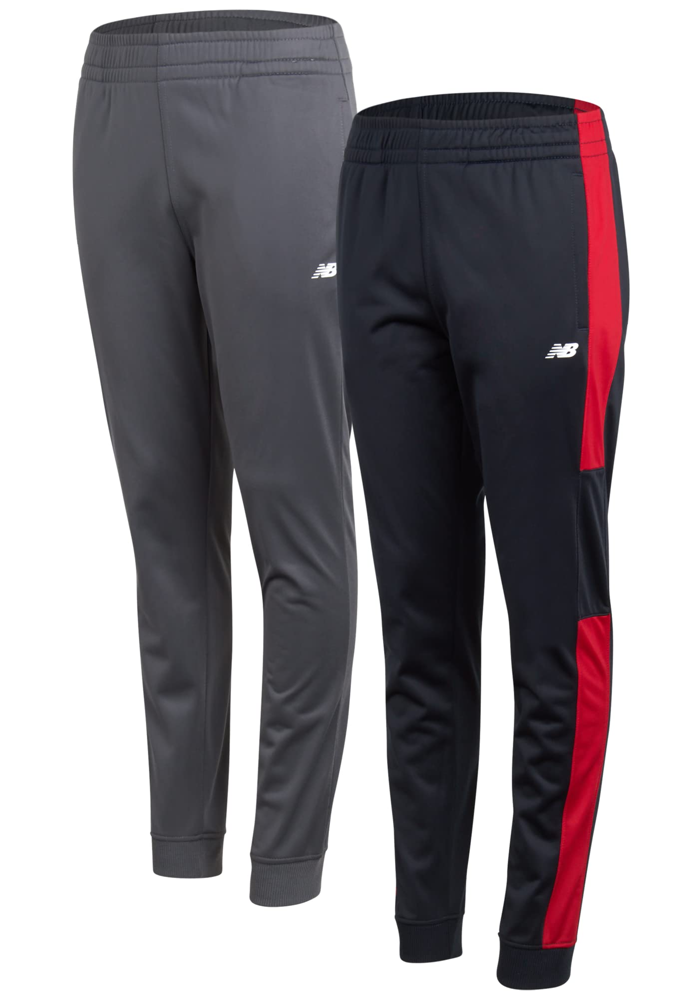 New Balance Boys' Athletic Sweatpants 2-Pack - Performance Tricot Jogger Pants for Kids & Teens (Sizes 4-18) - Comfortable Workout & Casual Pants for School, Sports & Everyday Wear