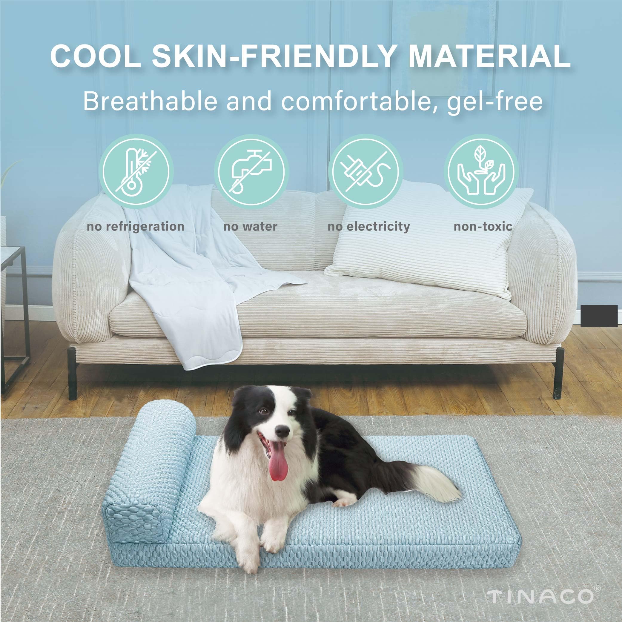 **Orthopedic Cooling Dog Bed for Large Dogs - Breathable Washable Pet Bed with Removable Cover - Comfortable Dog & Cat Couch for Small Medium Large Pets (White & Blue, XX-Large) - Perfect for Hot Weather & Indoor Relaxation**