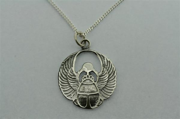 Scarab Pendant Necklace - 60cm Gold/Silver Link Chain - Egyptian Jewelry for Women & Men - Perfect for Gifts, Parties & Spiritual Protection