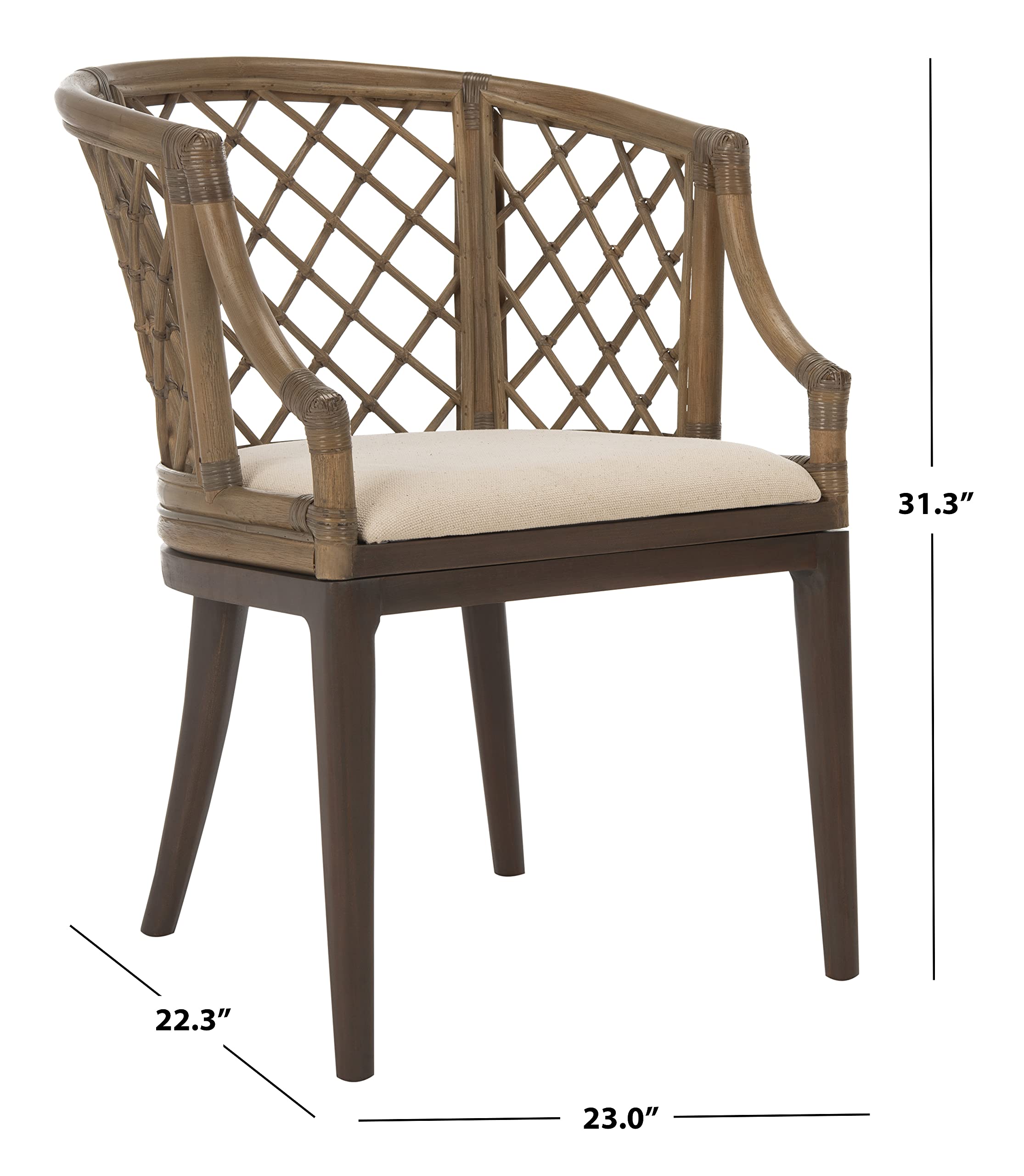 Safavieh Home Collection Carlotta Arm Chair in Griege - Modern Upholstered Accent Chair for Living Room, Bedroom & Office Decor