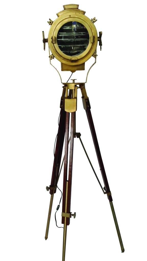 Vintage 1970s Brass Captain's Lamp with Tripod Stand - Antique Nautical Floor Lamp for Living Room, Bedroom, or Marine-Themed Decor