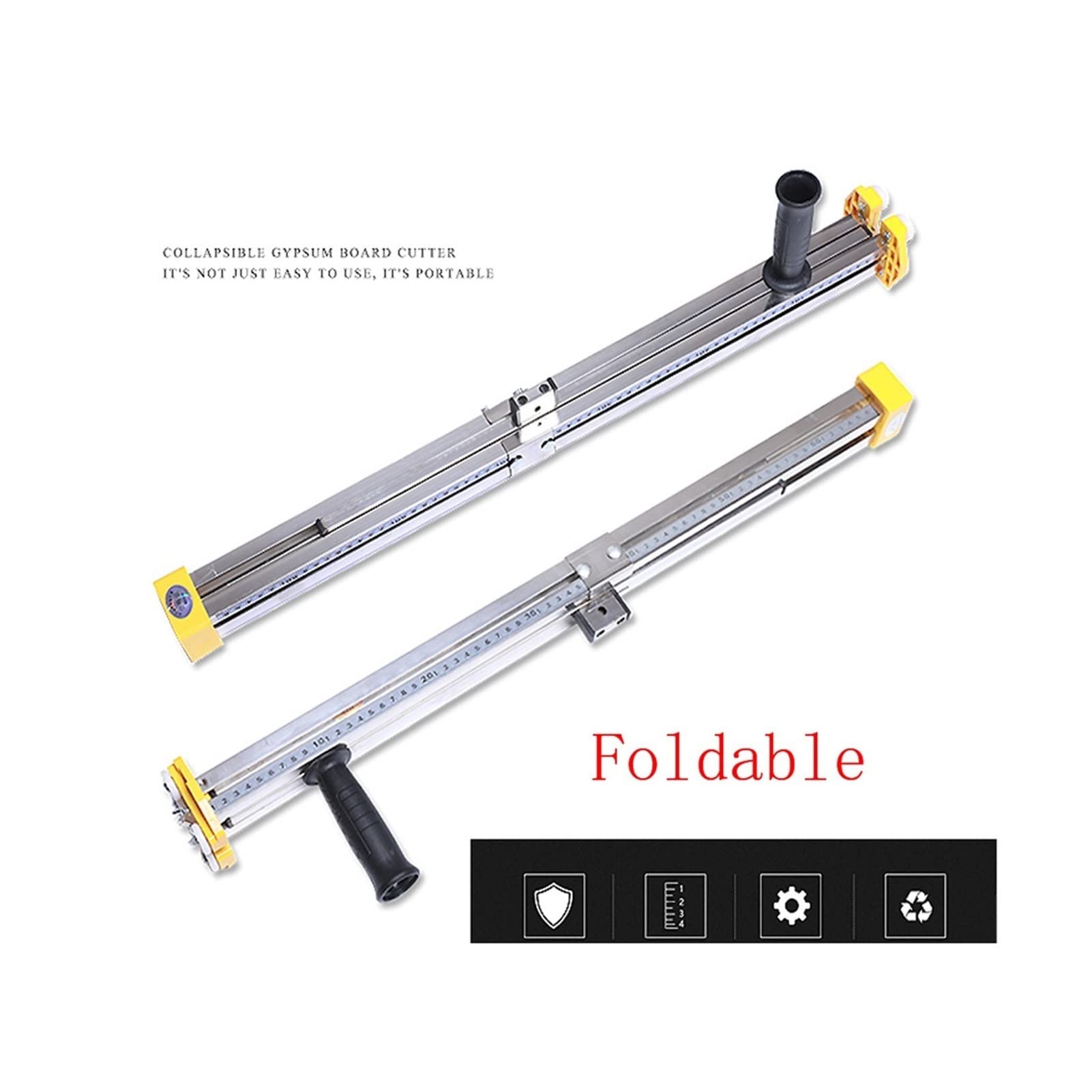 Foldable Stainless Steel Gypsum Board Cutter - Push Roller Drywall Cutting Tool for Woodworking & DIY Projects | Perfect for Home Renovation, Construction, and Crafting