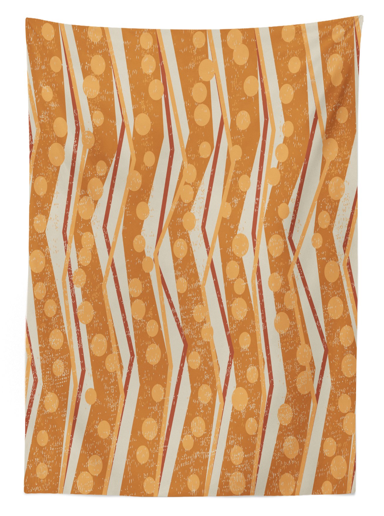 Ambesonne Chevron Zigzag Pattern Outdoor Tablecloth - Striped & Dotted Geometric Design, Washable Picnic Table Cover 58x120 Inches, Burnt Orange Apricot Off White - Perfect for BBQs, Garden Parties & Outdoor Dining