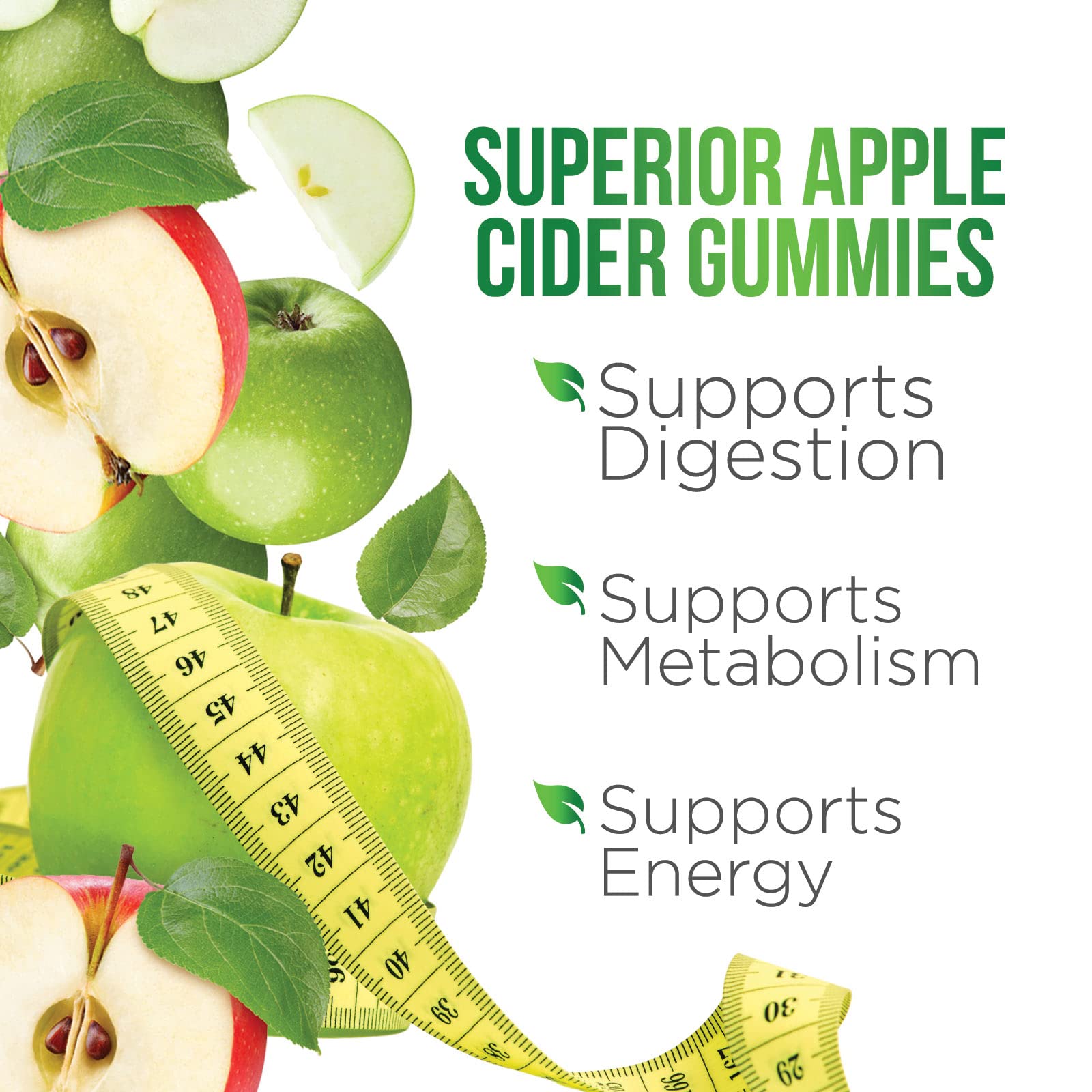 Vegan Apple Cider Vinegar Gummies 1000mg | ACV Supplement for Digestion & Metabolism Support | Natural Apple Flavor with Mother, Gluten Free, Non-GMO - 120 Count | Perfect for Daily Wellness Routine & On-the-Go Nutrition