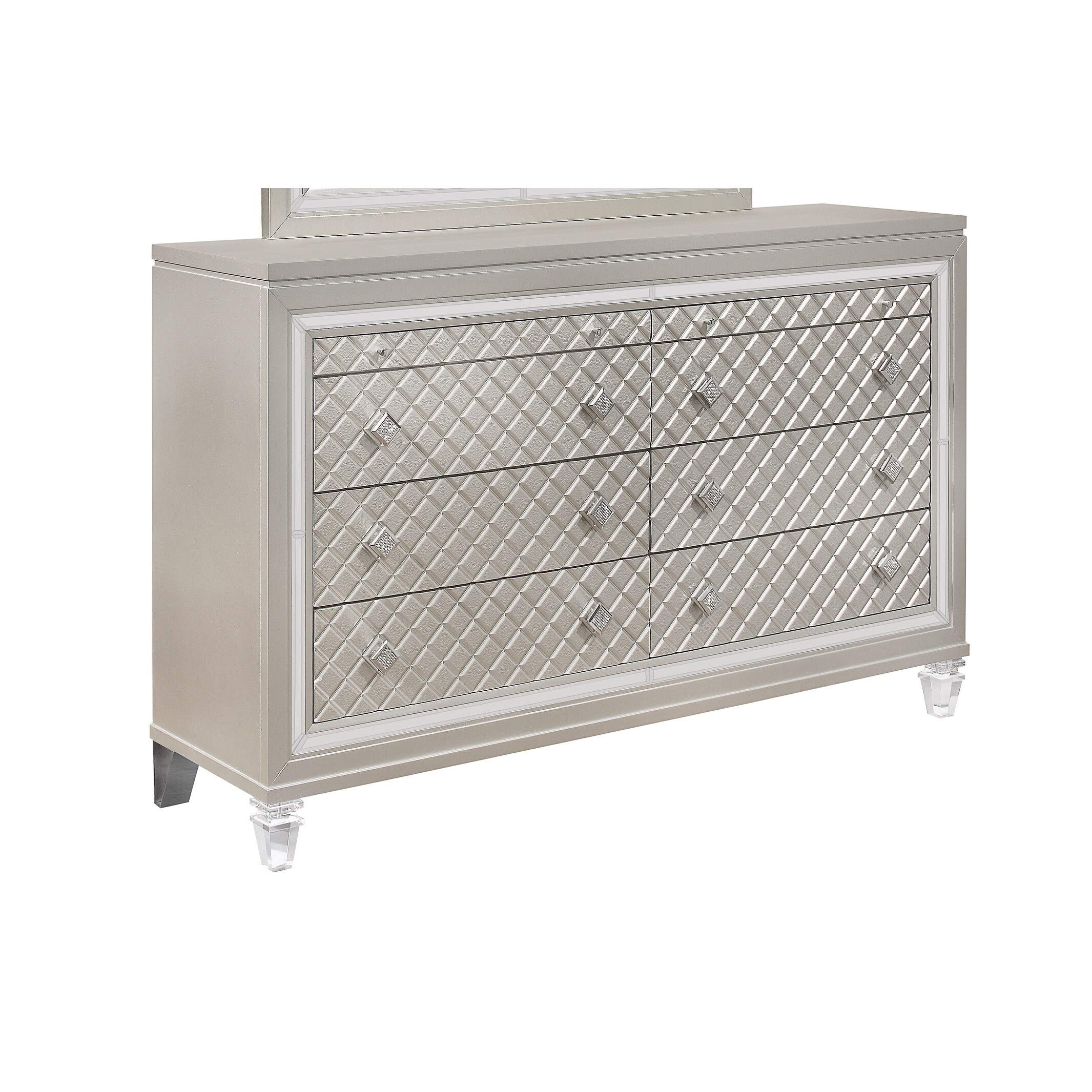 Global Furniture USA 8-Drawer Champagne Paris Dresser - Elegant Bedroom Storage Solution (Mirror Sold Separately) | Perfect for Master Bedrooms, Guest Rooms & Apartment Organization