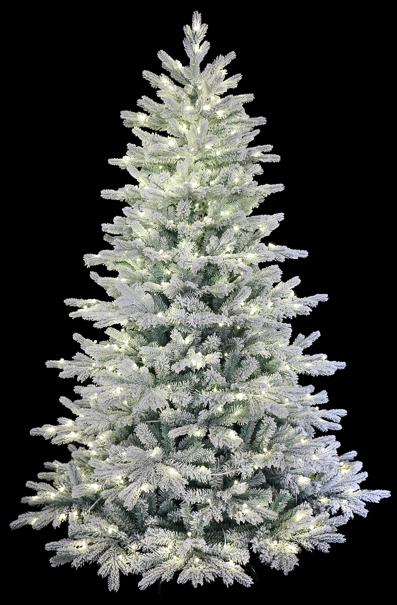 7ft Pre-Lit Snow Angel Blue Spruce Flocked Artificial Christmas Tree with 600 LED Lights - Perfect for Living Room, Office & Holiday Decorations