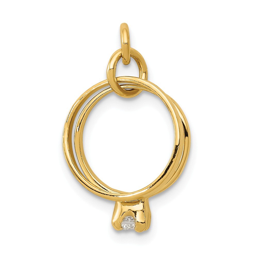 14K Solid Yellow Gold Wedding Ring Charm Pendant - 19mm x 15mm for Jewelry Making, DIY Crafts, Necklace & Bracelet Charms