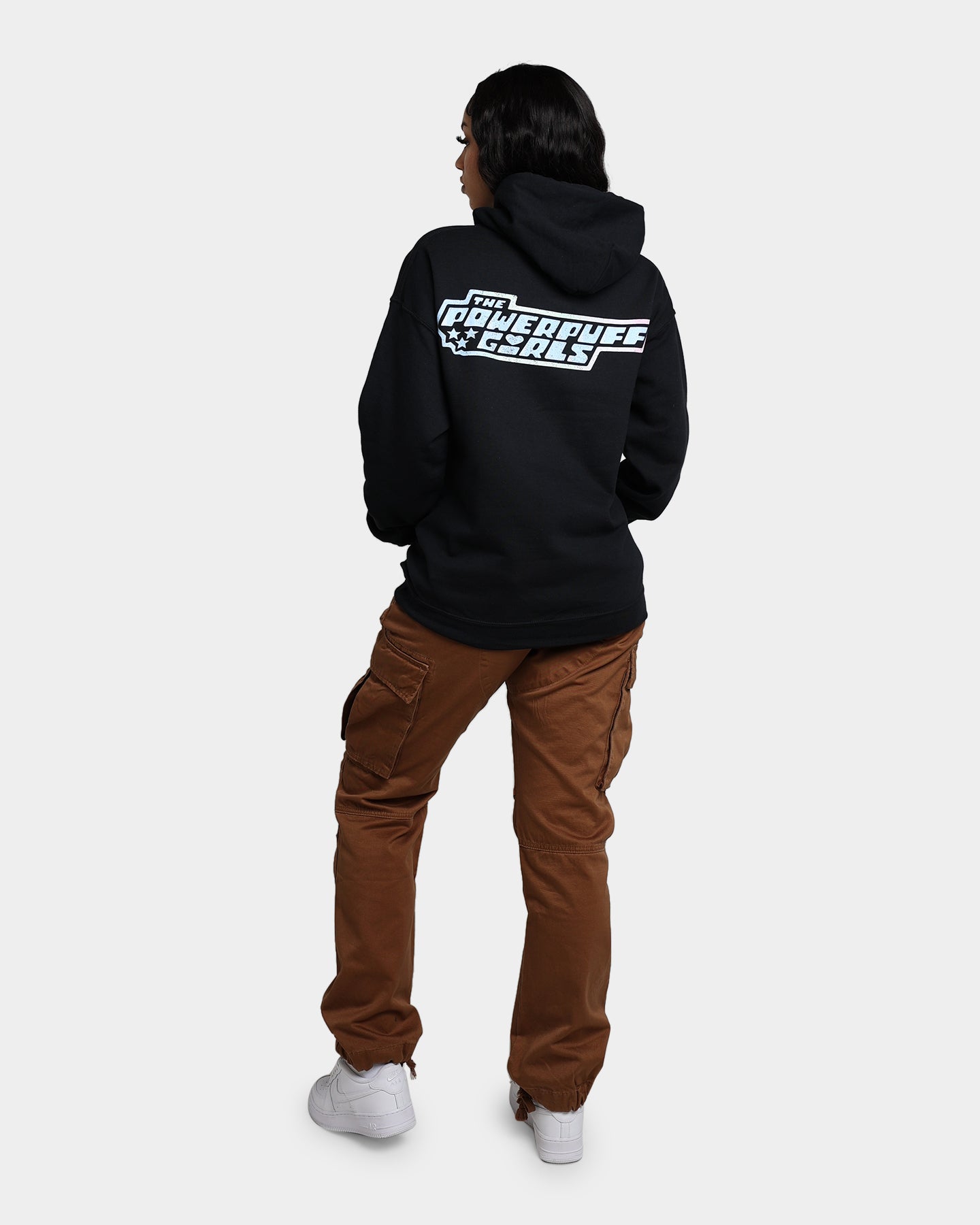 Powerpuff Girls Grid Logo Hoodie - Black Cotton Pullover Sweatshirt for Women & Men | Cartoon Graphic Streetwear | Perfect for Casual Wear, Cosplay & Gift Giving