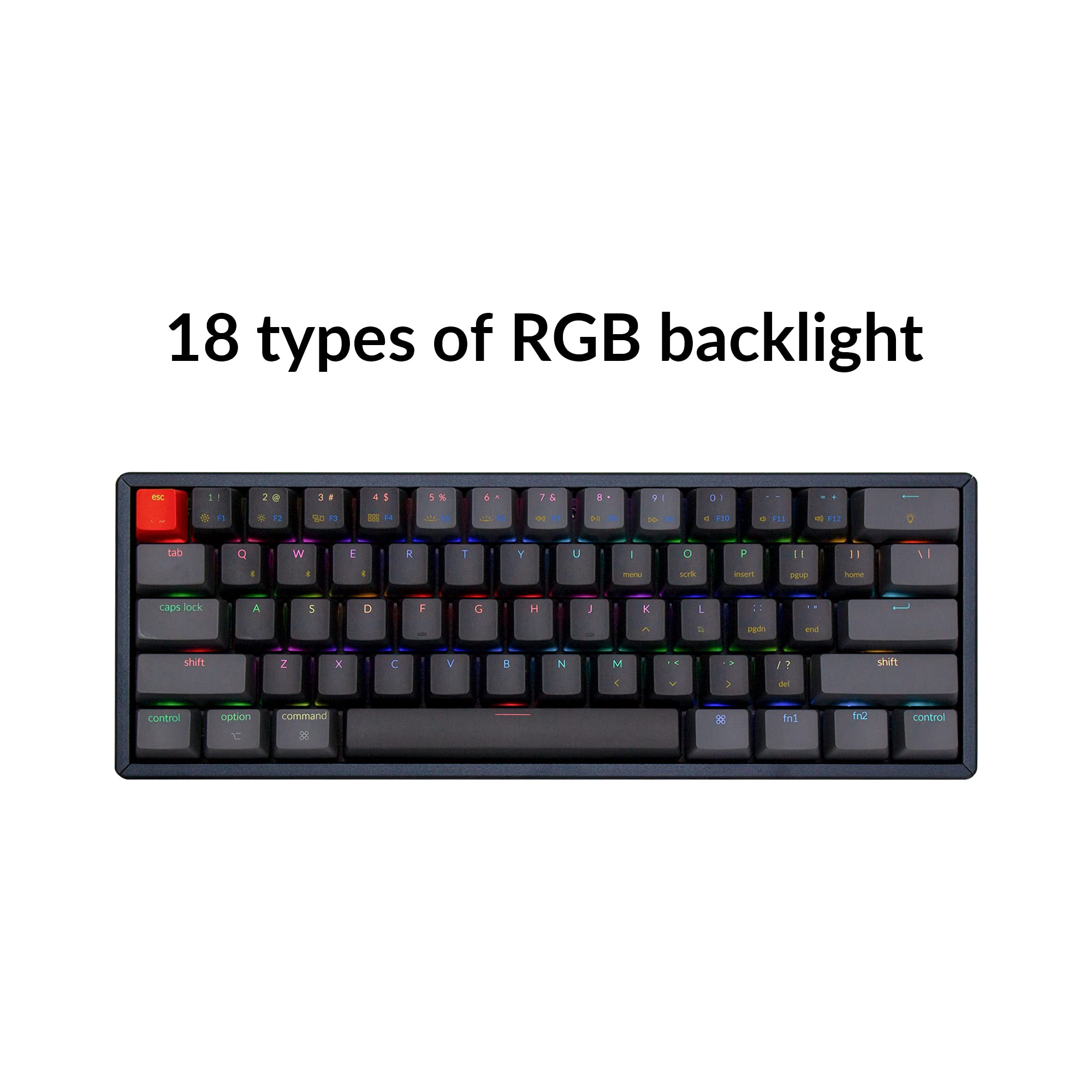 Keychron K12 60% Compact Mechanical Keyboard - RGB Backlit, Hot-Swappable Gateron G Pro Brown Switches, Bluetooth 5.1/USB Wired, Aluminum Frame, Mac & Windows Compatible - Perfect for Office Work, Gaming & Programming