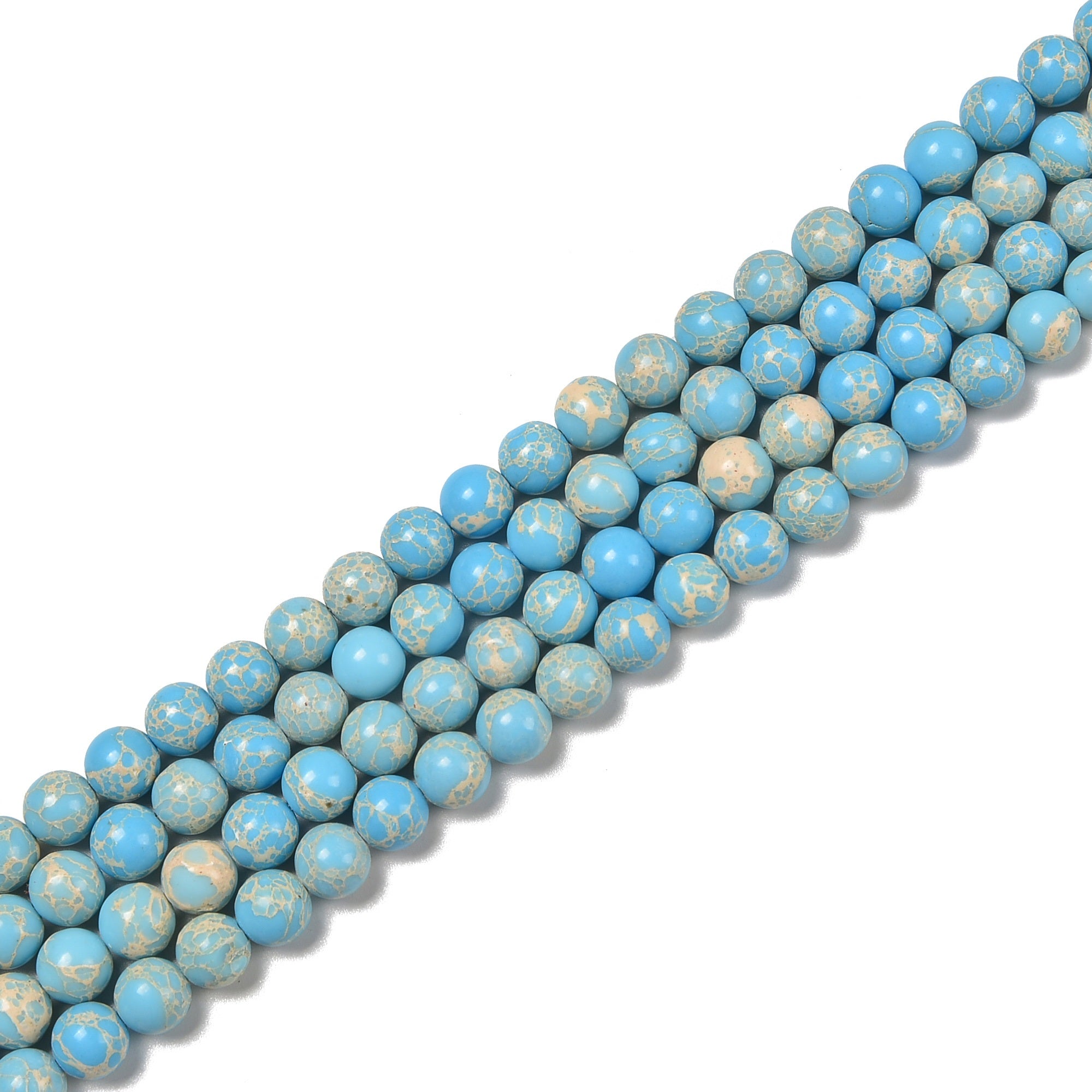 Blue Sea Sediment Jasper Smooth Round Beads - 8mm, 10mm, 15.5