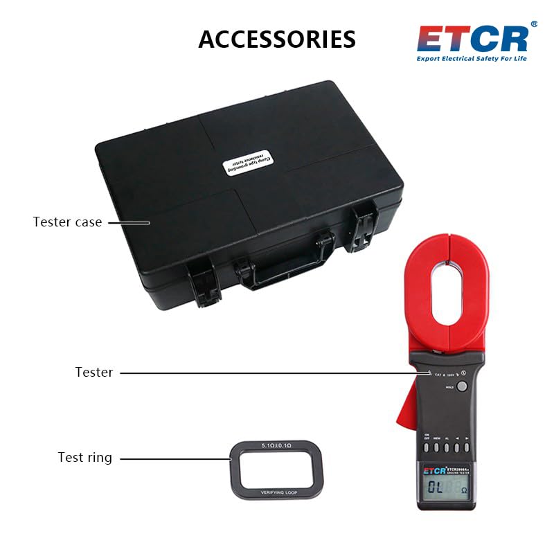 ETCR2000A+ Clamp Type Earth Resistance Tester - Non-Contact Surface Resistance Meter for Electrical Safety Testing (ETCR2000+/ETCR2000C+ Models Available) - Perfect for Industrial Maintenance, Grounding System Checks & Power Line Inspections