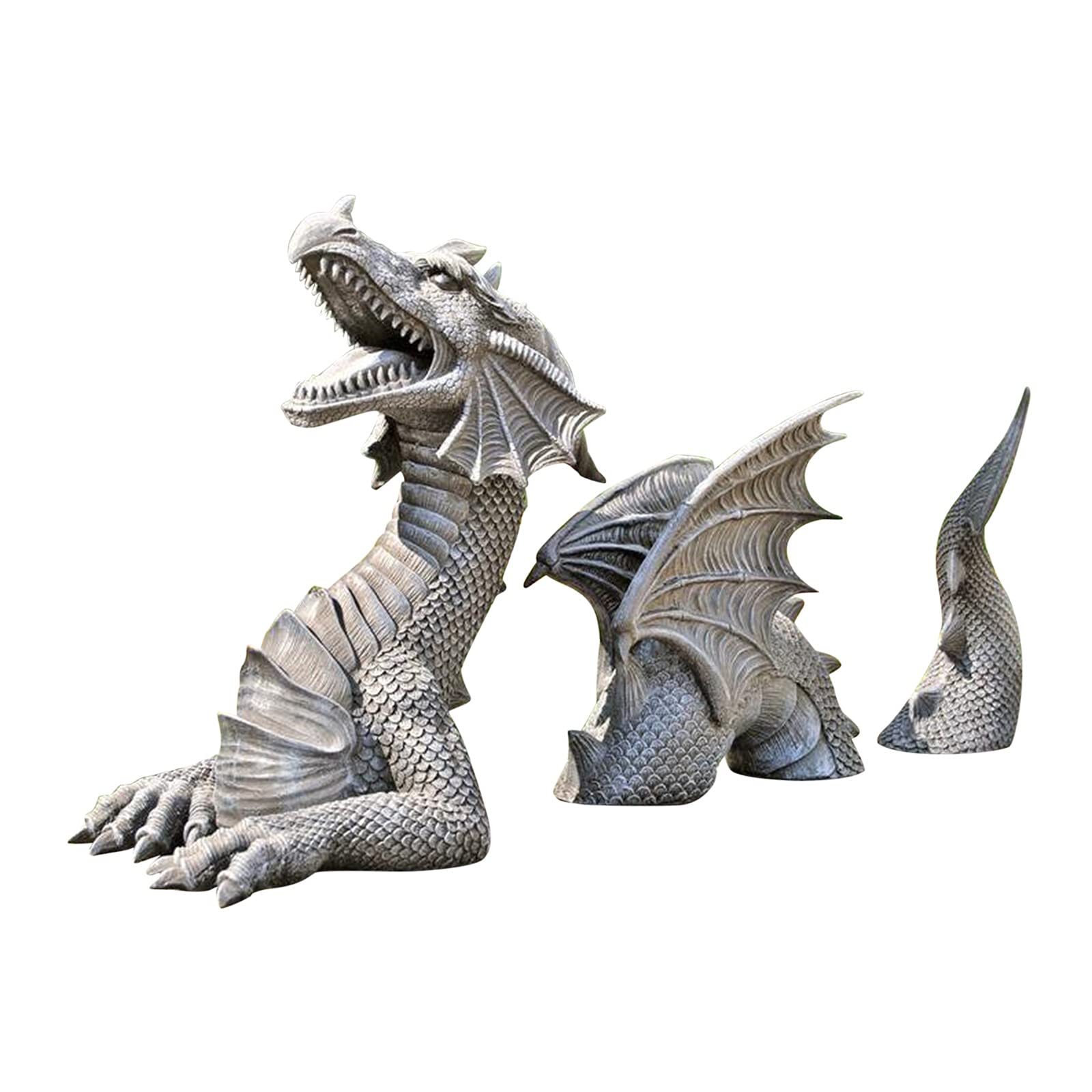 LILOVE Large Dragon Garden Decor Statue - Outdoor Sculpture for Yard, Patio, Lawn - Funny & Unique Dragon Sculpture for Fantasy Garden Theme - Perfect for Halloween, Themed Parties & Backyard Decorations