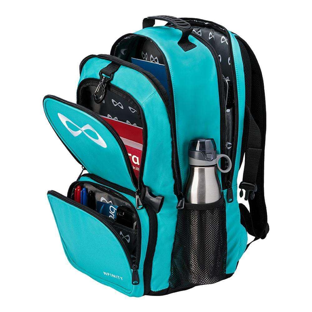 Nfinity Classic Cheer Backpack for Cheerleading - Lightweight Travel Backpack with Detachable Purse & Laptop Sleeve - Durable Sports Backpack for Cheerleaders & Athletes - Perfect for Gym, School & Travel (Teal)