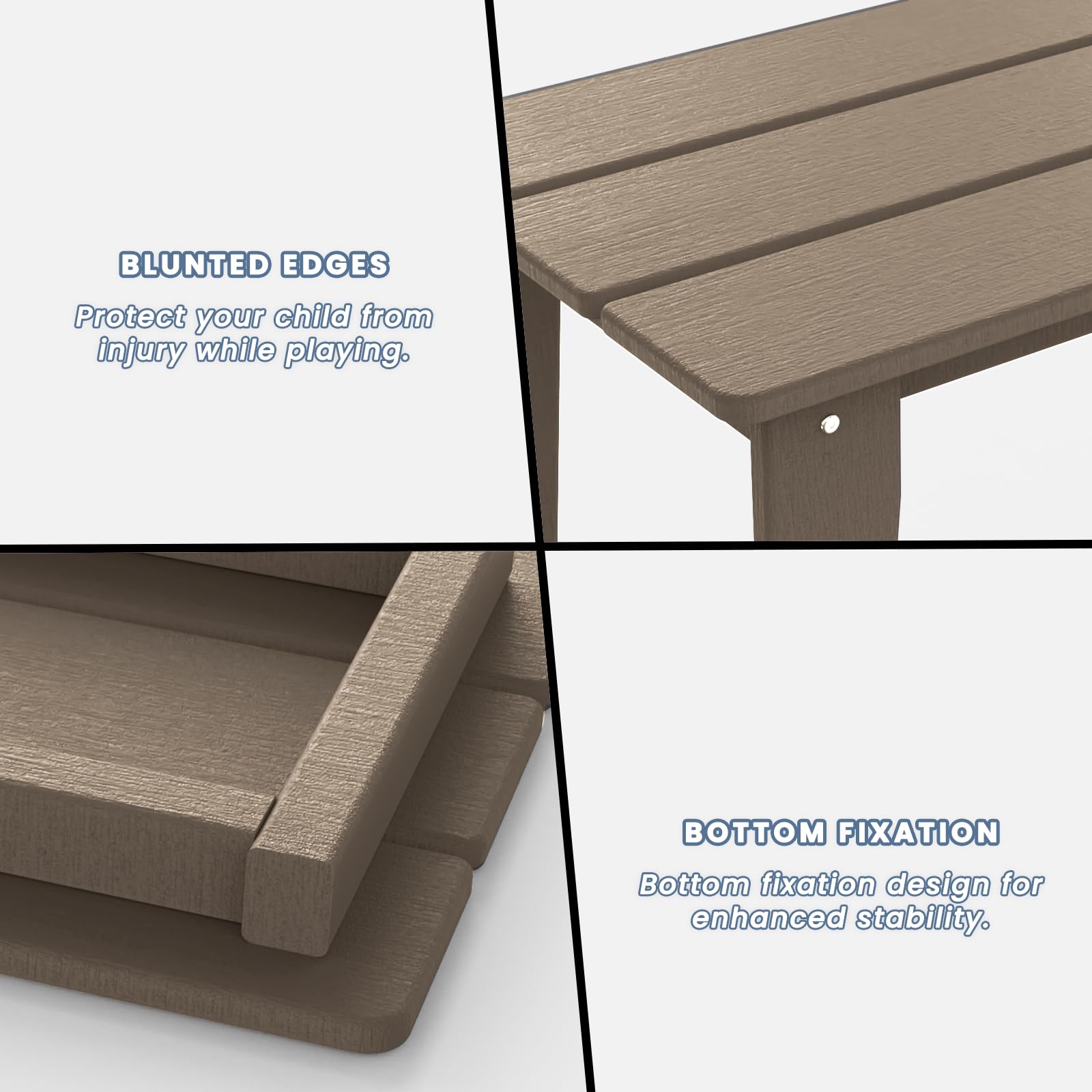 35 x 18.2 Inch All-Weather Poly Lumber Coffee Table with Wood Texture - Durable Outdoor Patio Table for Balcony, Garden, Deck or Indoor Use - Perfect for Entertaining, Relaxing & Outdoor Dining