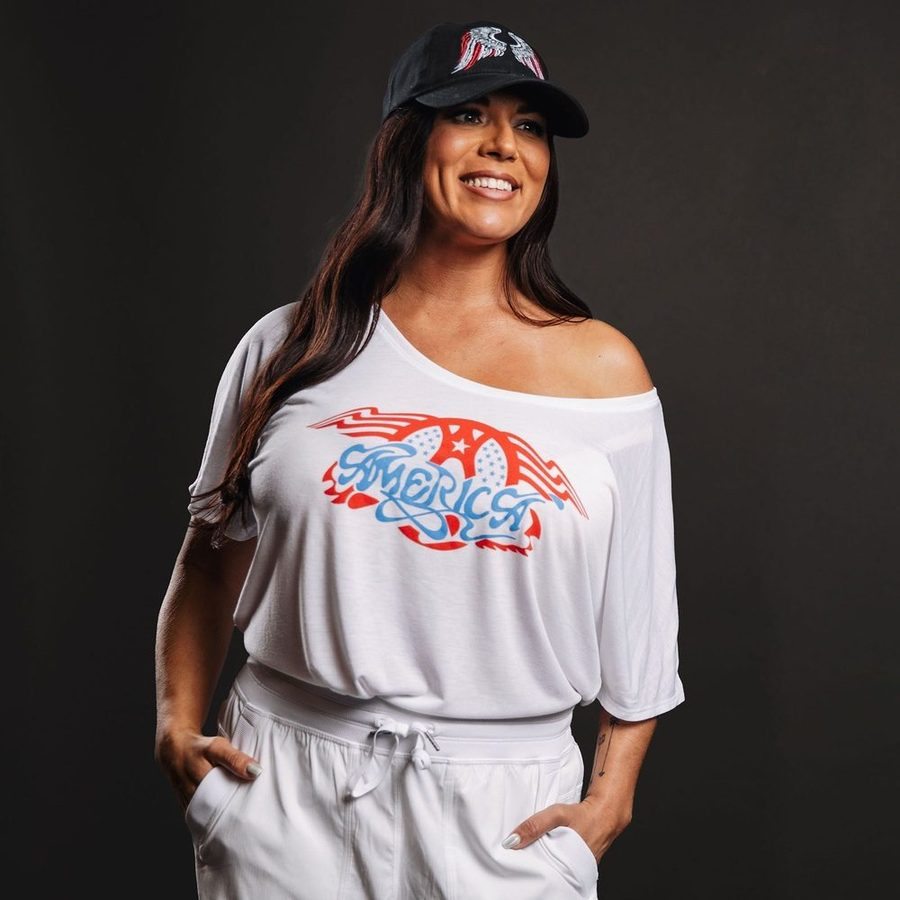 Women's AeroAmerica Slouchy Fit T-Shirt - Soft Relaxed Oversized Tee for Casual Wear | White Cotton Shirt for Everyday Outfits & Lounge Comfort