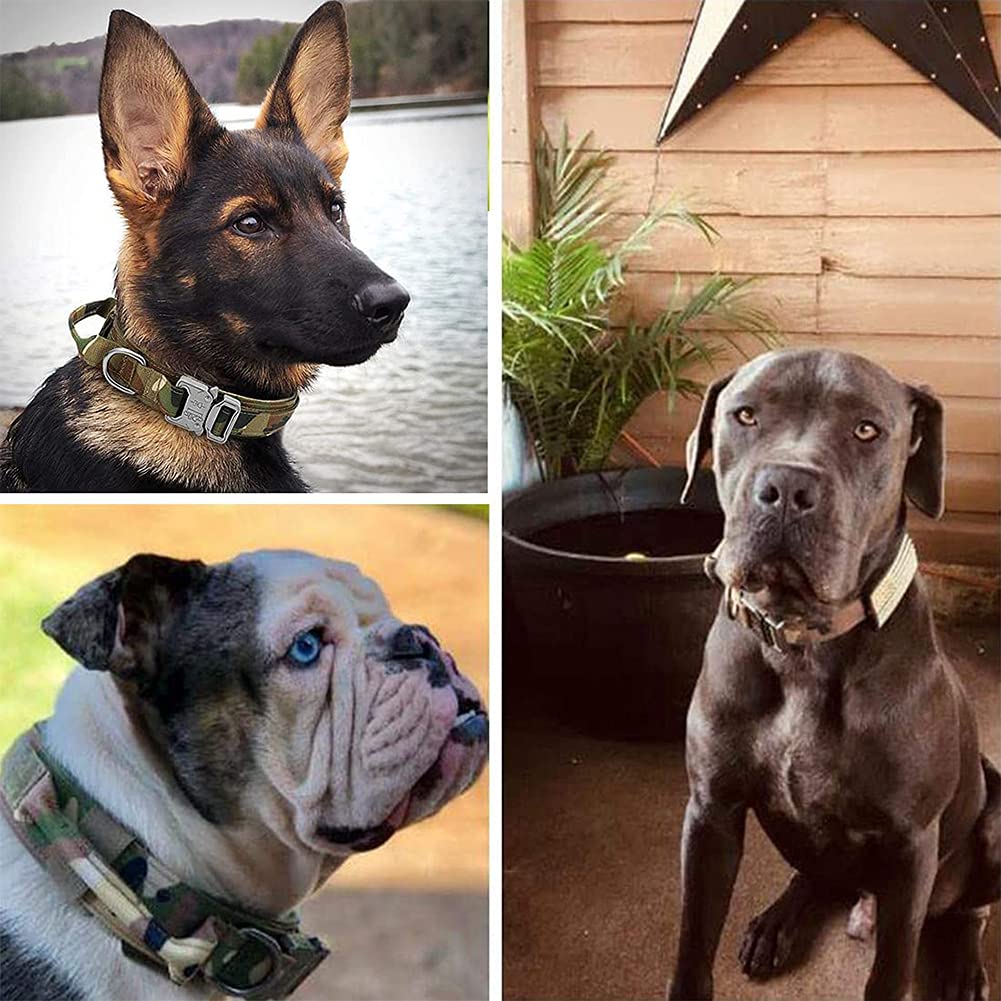Tactical Military Dog Collar - Heavy Duty Adjustable Nylon Dog Collar with Metal Buckle & Handle for Training - Camouflage XL - Perfect for Outdoor Adventures, Hunting & Police K9 Training