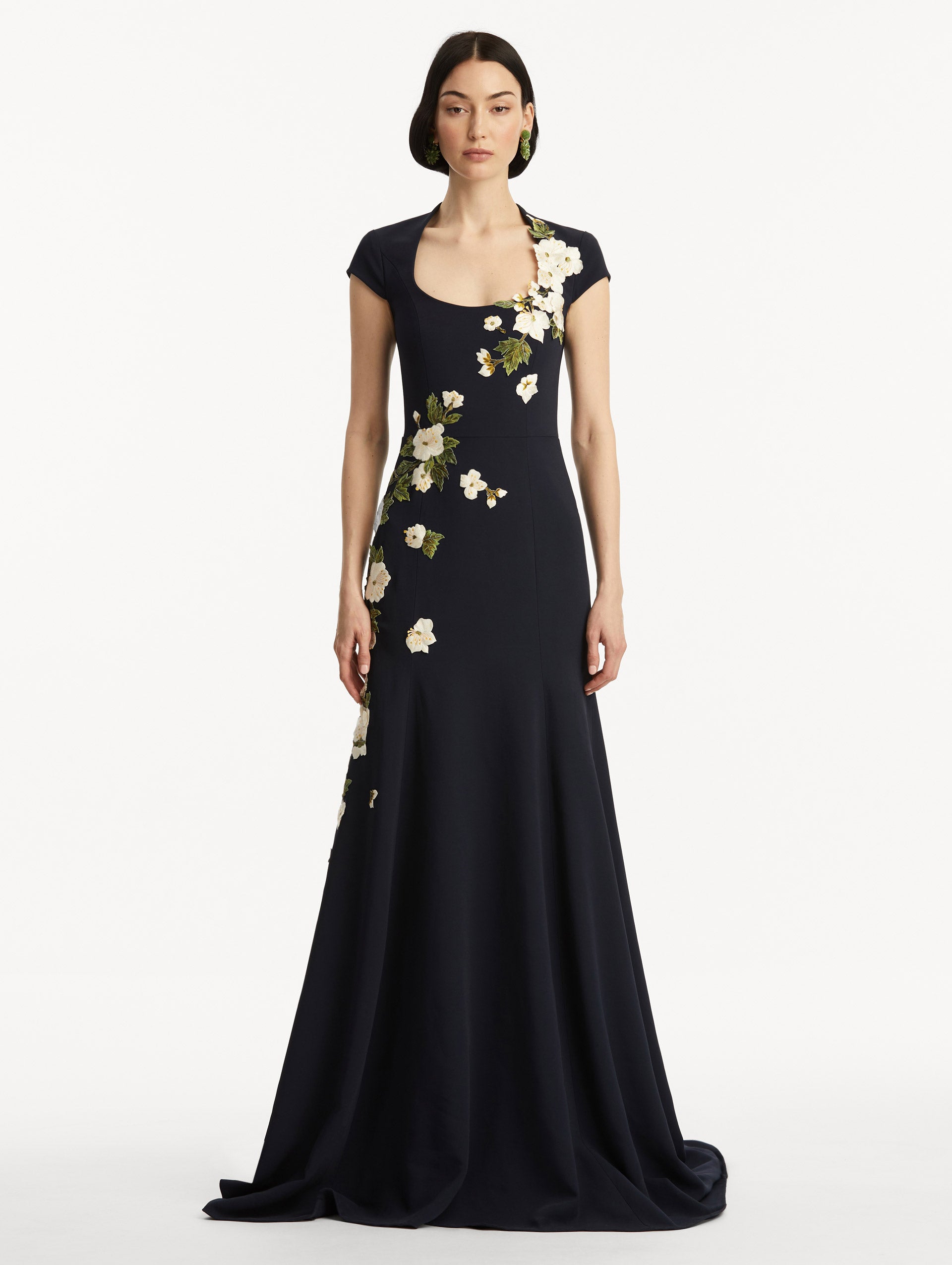 Elegant Cherry Blossom Embroidered Floral Maxi Dress for Women - Perfect for Spring Weddings, Garden Parties & Special Occasions