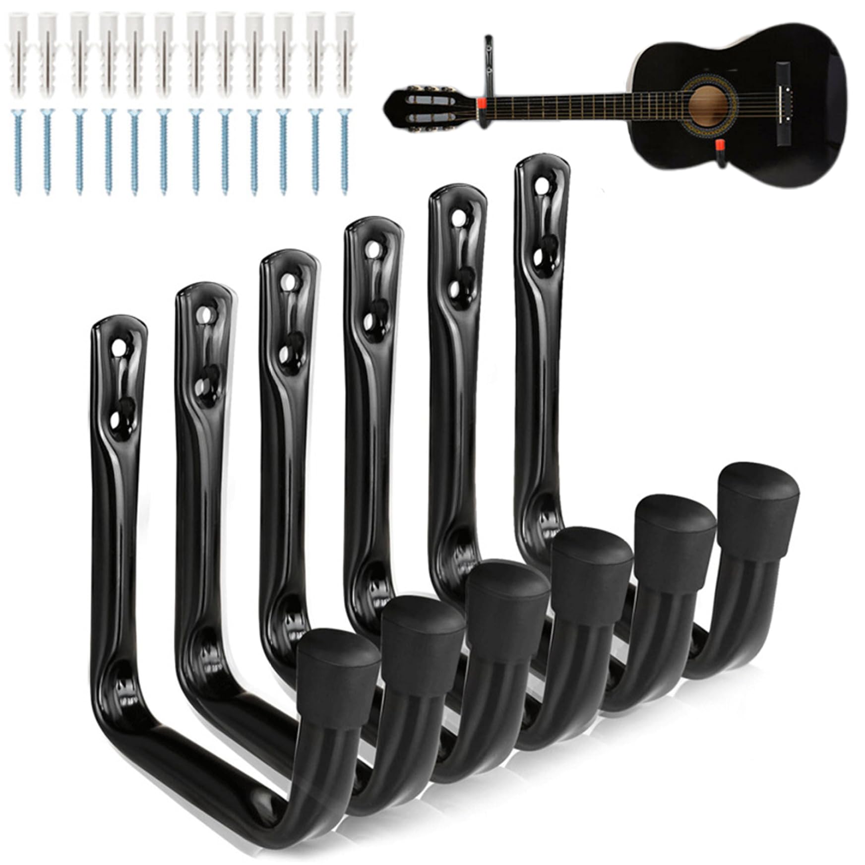 Heavy Duty Iron Utility Hooks - 6 Pack Wall Mounted Garage Hooks for Tools, Cables, Bikes, Ladders & Garden Tools | Durable Storage Solution for Garage, Shed & Workshop Organization