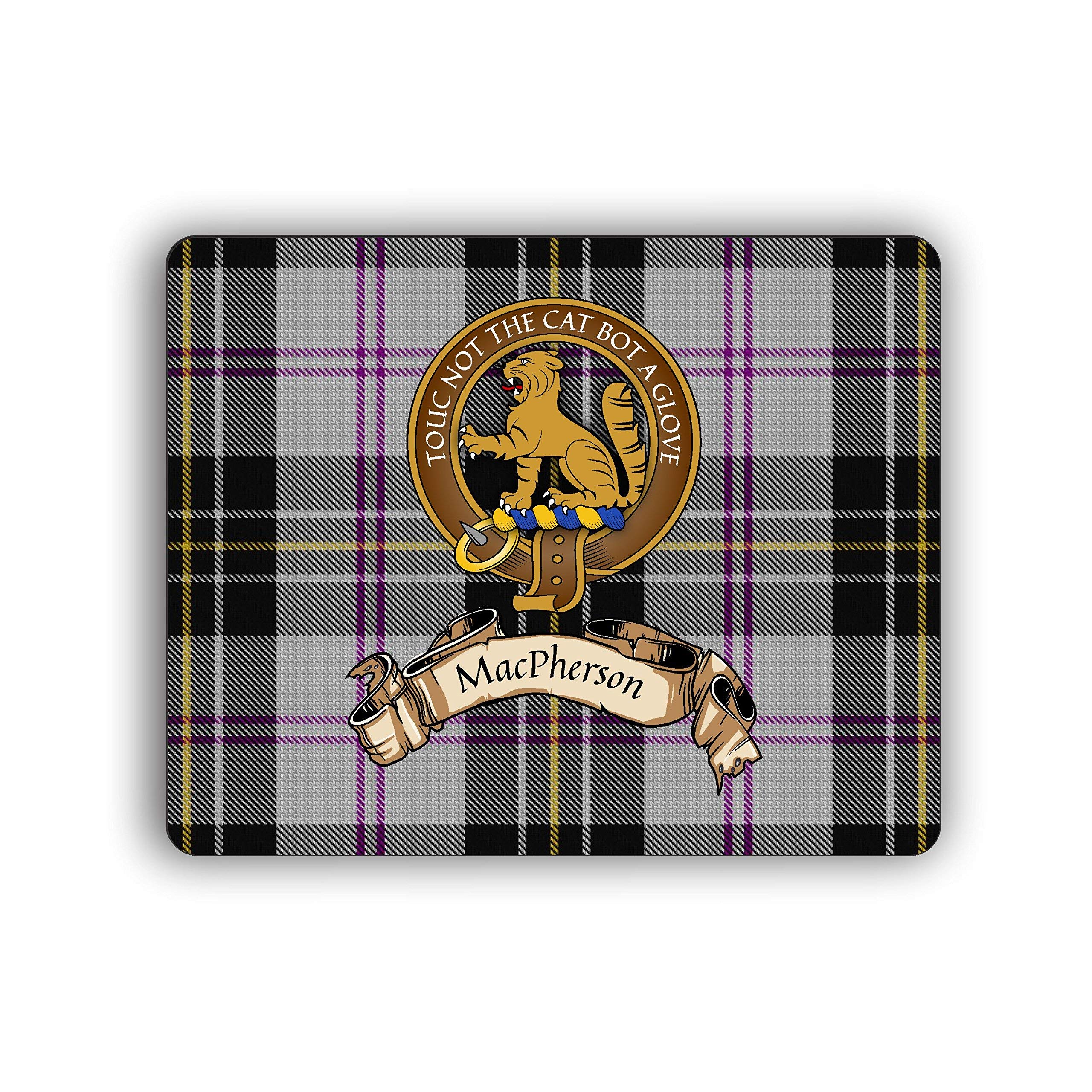 MacPherson Scottish Clan Tartan Crest Mouse Pad - Non-Slip Rubber Base for Office & Gaming Desks | Perfect for Work, Home, and Gaming Setups