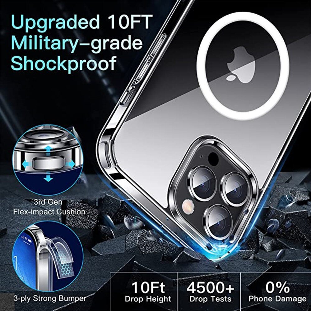 iPhone 15 Pro Magnetic Case - Clear Wireless Charging Compatible Protective Cover for Everyday Use & Travel