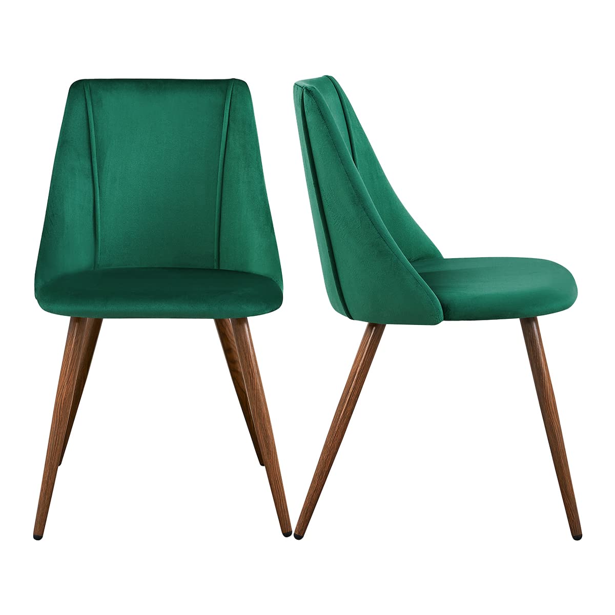 Luxury Velvet Dining Chairs Set of 2 - Modern Upholstered Kitchen Side Chairs with Soft Cushion & Sturdy Metal Legs - Elegant Accent Chairs for Home, Restaurant, or Cafe (Emerald Green, 2-Piece Set) - Perfect for Small Spaces, Breakfast Nooks & Contemporary Dining Rooms