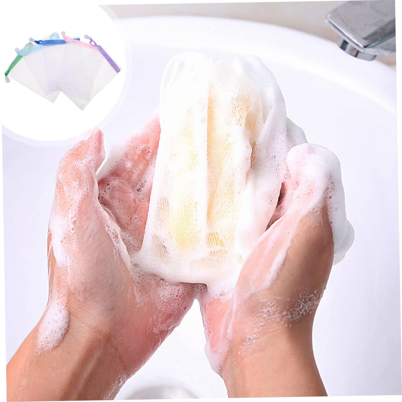 20Pcs Reusable Soap Foaming Nets - Durable Mesh Soap Saver Bags with Hanging Rope for Lathering & Storing Bar Soaps - Bath & Shower Accessories for Sensitive Skin - Eco-Friendly Home, Travel, Gym & Camping Essentials - Perfect for Creating Luxurious Lather & Reducing Soap Waste - Great for Daily Shower, Spa Days, Travel Toiletries, Sustainable Bathroom Routine & Gift Giving - Ideal for Sensitive Skin Care, Eco-Conscious Living, Hotel Stays and On-the-Go Hygiene