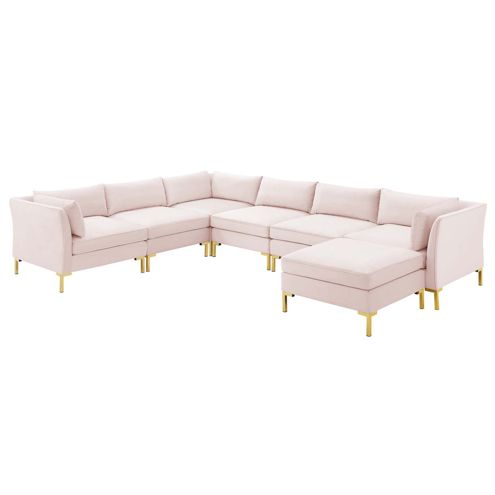 Luxury 7-Piece Performance Velvet Sectional Sofa Set - Modern L-Shaped Couch for Living Room, Family Room & Home Theater - Soft & Durable Fabric Upholstery