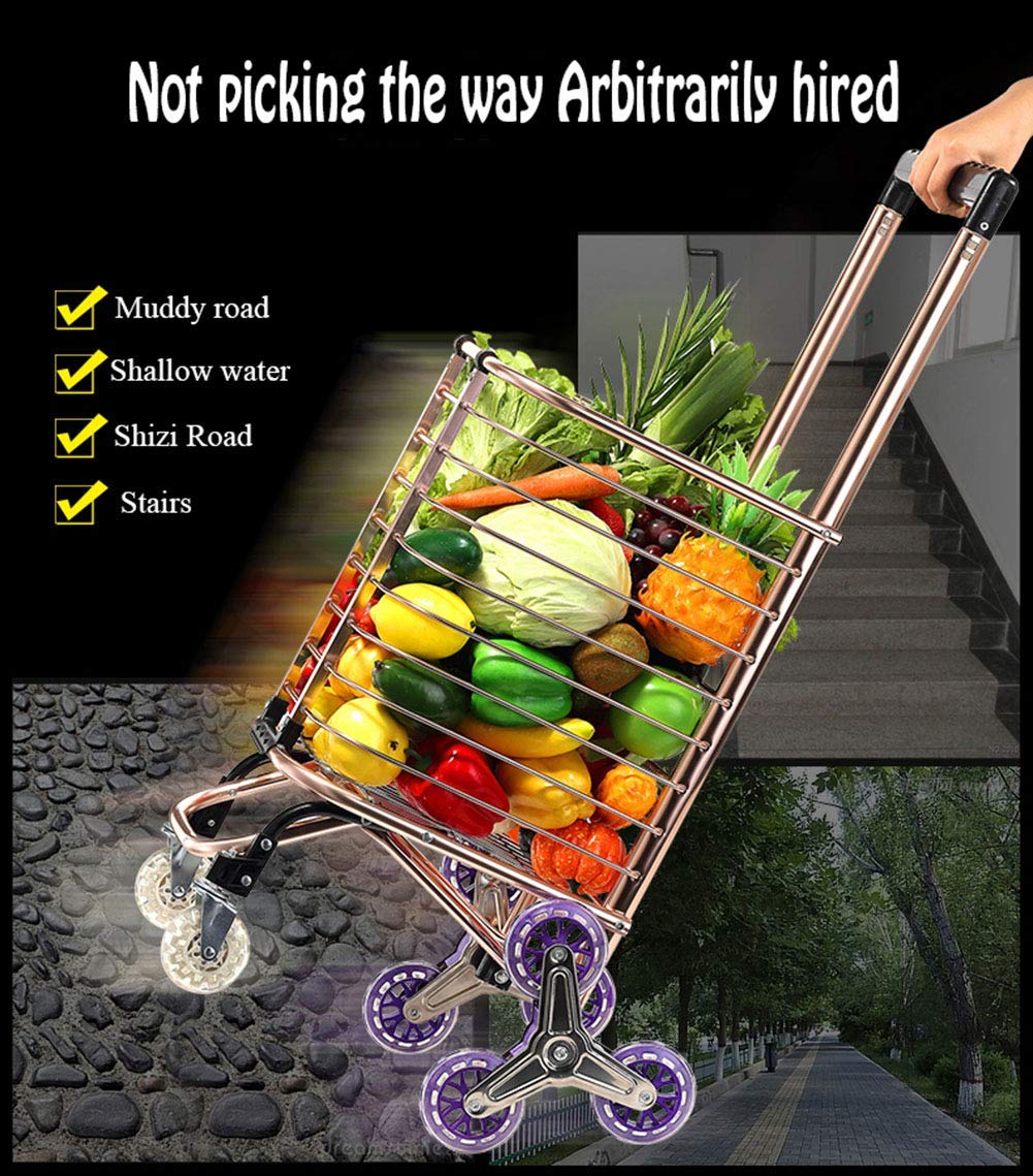 ATAAY Lightweight Folding Shopping Cart with Removable Waterproof Canvas Bag - Sturdy Aluminum Stair Climbing Grocery Utility Cart for Food Shopping, Market Trips & Heavy Goods Transport